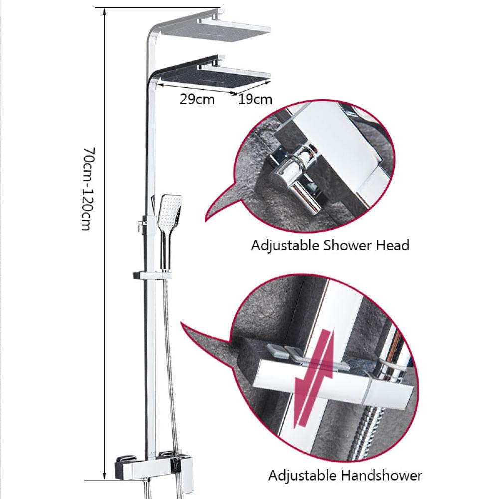 Premium Wall Mounted Shower System Kit - Rainfall Shower Head, Brass Mixer Valve & Hand Shower - Complete Bathroom Faucet Set for Modern Home Spa Experience