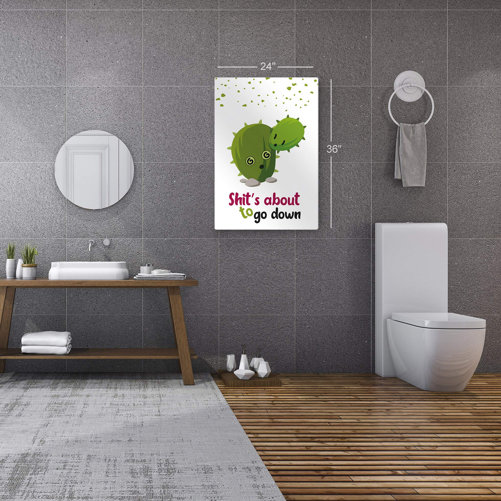 Funny Bathroom Wall Art - 'Shits About to Go Down' Metal Print Sign | Kids Bathroom Decor, Ready to Hang Home Decoration (40x30 inches) | Perfect for Bathroom, Kids Room & Humorous Home Decor | Made in USA