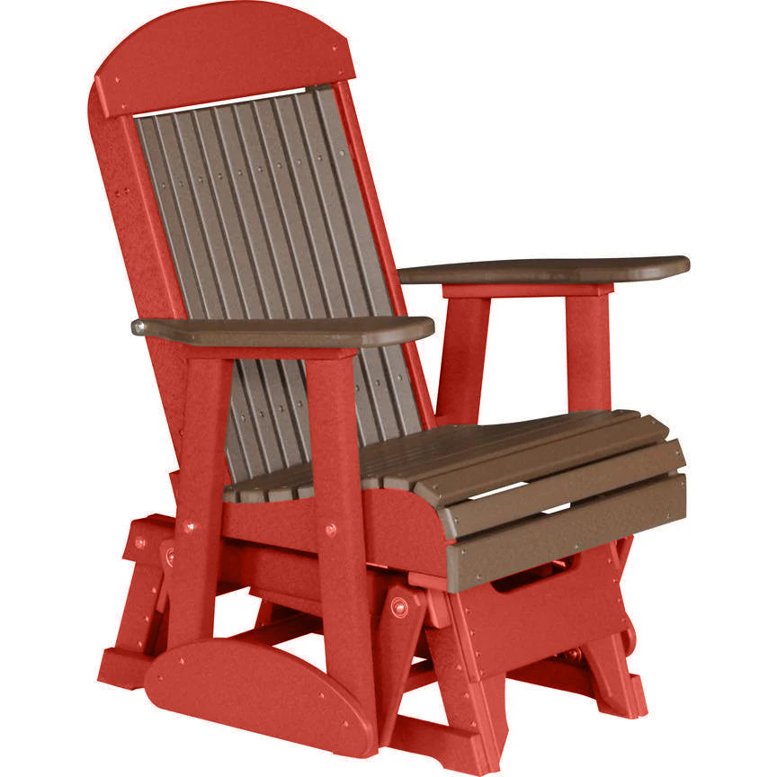 LuxCraft Chestnut Brown 2-Foot Classic Highback Recycled Plastic Glider Chair - Patio, Garden, Nursery & Relaxation Outdoor Furniture