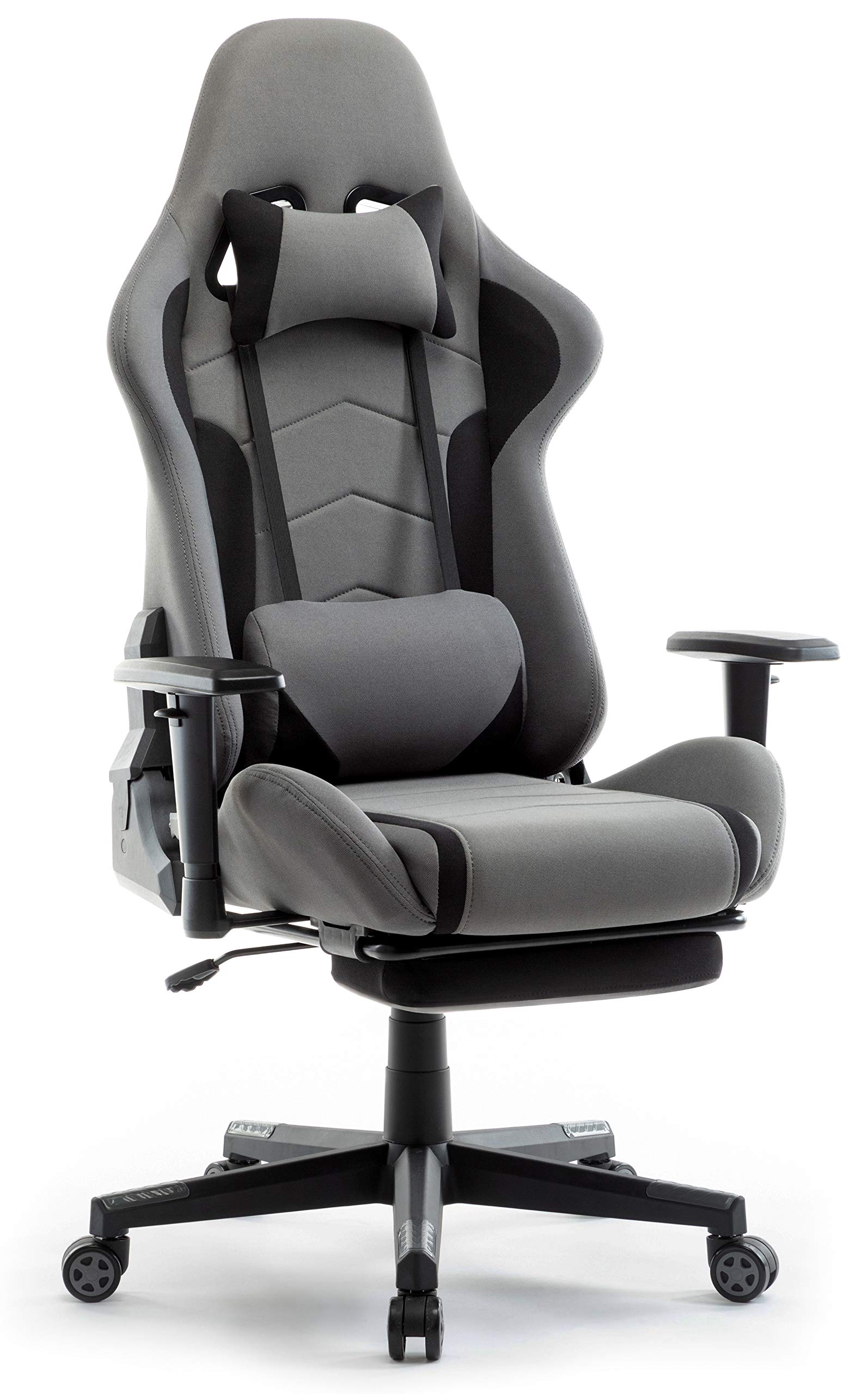 Ergonomic Gaming Chair with Lumbar Support - Adjustable Armrests & Swivel Base - Heart-Shaped Fabric Computer Chair for Gamers & Office Use - Perfect for Long Gaming Sessions & Home Office Work - Grey
