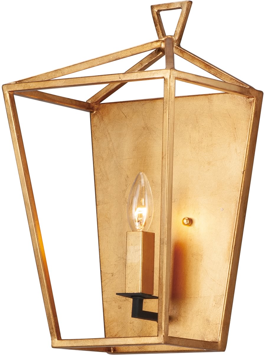10W Abode Gold Leaf & Textured Black Wall Sconce - Elegant 1-Light Fixture for Bedroom, Living Room, or Hallway Lighting