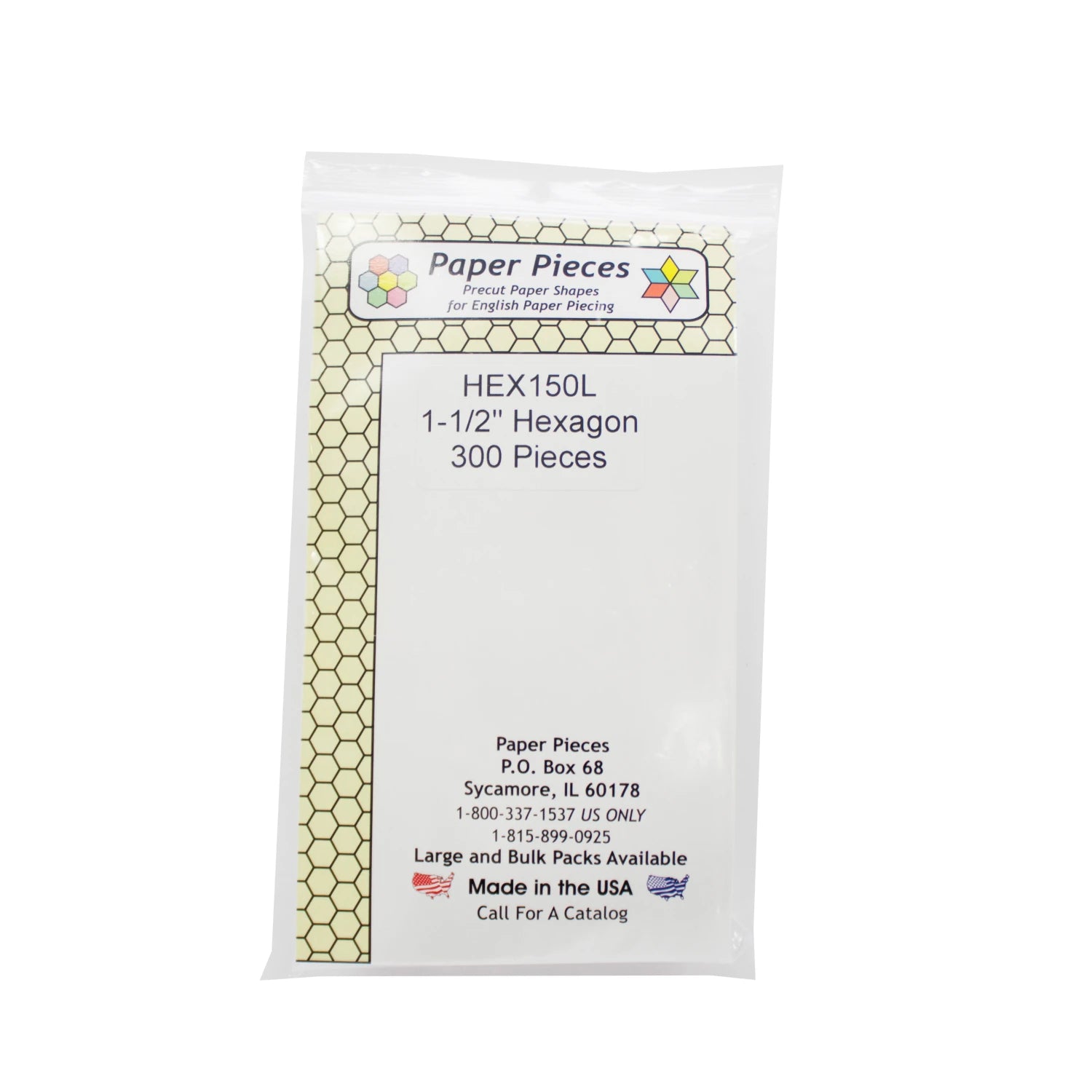 1.25 Inch Hexagon Paper Pieces - 300 Pack for Quilting, Scrapbooking, and DIY Crafts - Perfect for Patchwork, Card Making, and Home Decor Projects