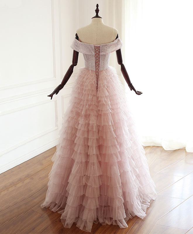 Elegant Pink Sweetheart Off-Shoulder Tulle Long Prom Dress for Evening Gala & Formal Events - Perfect for Homecoming, Wedding Guest, and Special Occasions