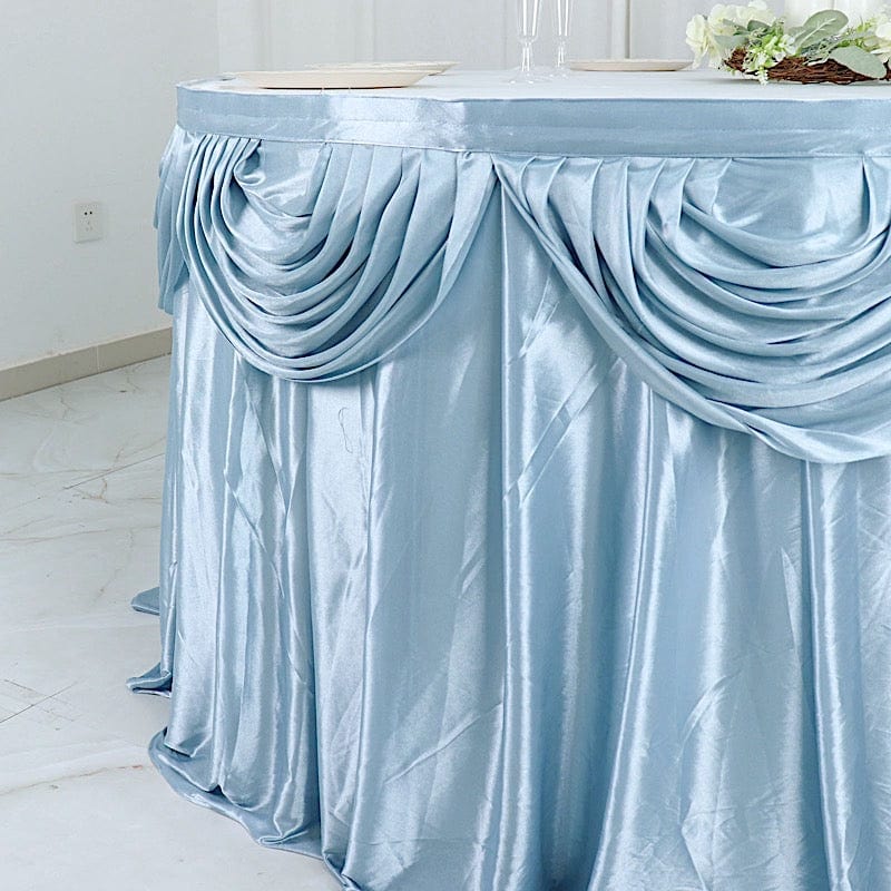Elegant Satin Table Skirt - Classic Drape Tablecloth for Wedding, Banquet & Party Decor - Perfect for Formal Events & Home Decorations