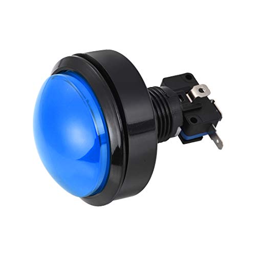 uxcell 62mm Round 12V LED Illuminated Push Button Switch with Micro Switch - Blue Arcade Game Button for Video Gaming & DIY Control Panels (1pc) - Perfect for Arcade Machines, MAME Cabinets & Custom Controllers