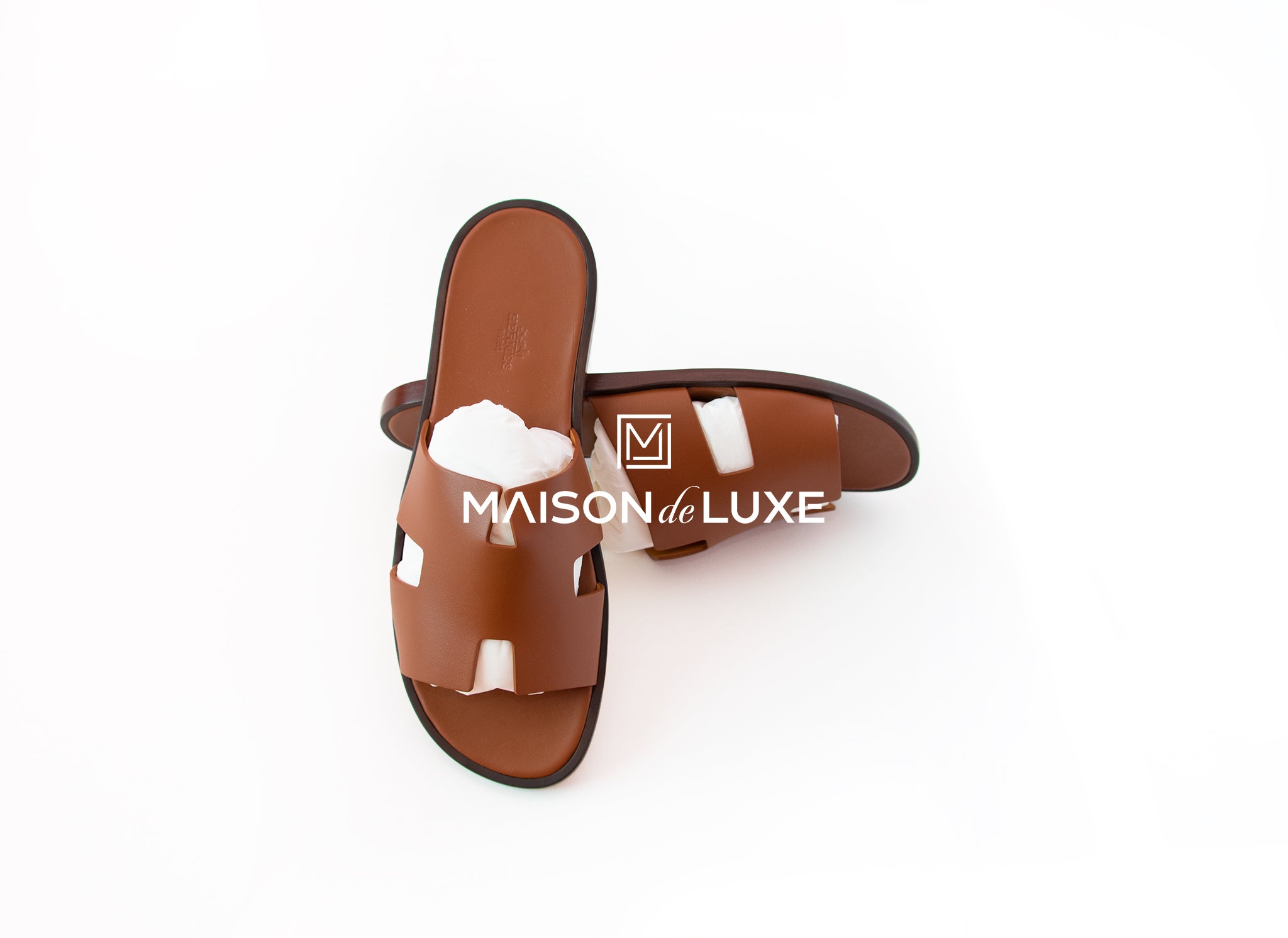Hermes Men's Gold Brown Izmir Sandal Size 44 - Luxury Leather Summer Sandals for Men | Perfect for Beach, Vacation & Casual Outings