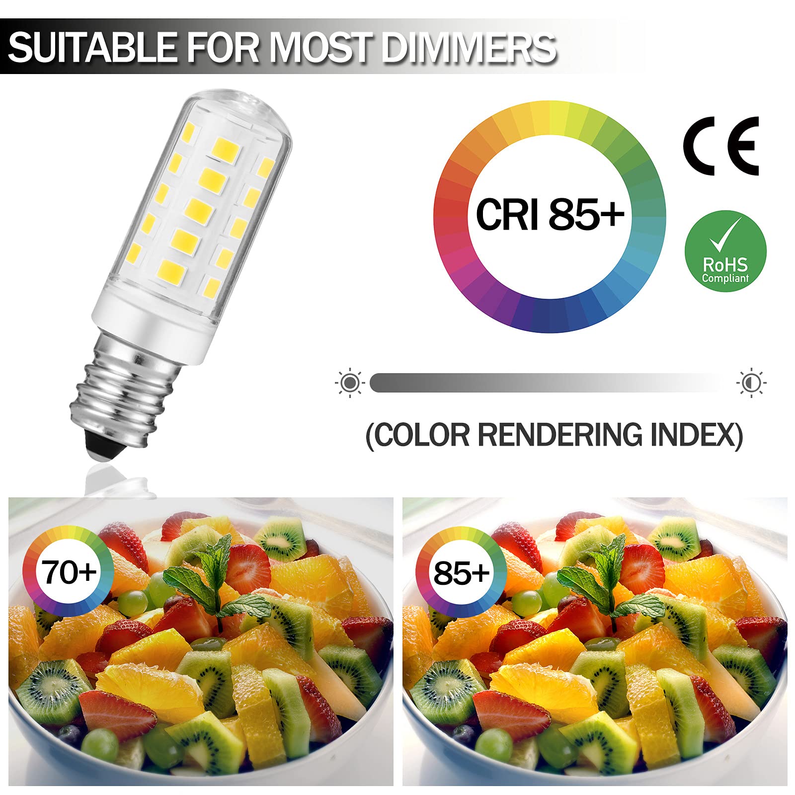 Dimmable LED Mirror Bulb for Conair & Jerdon - 2PCS (Natural White) - Perfect for Makeup & Vanity Lighting