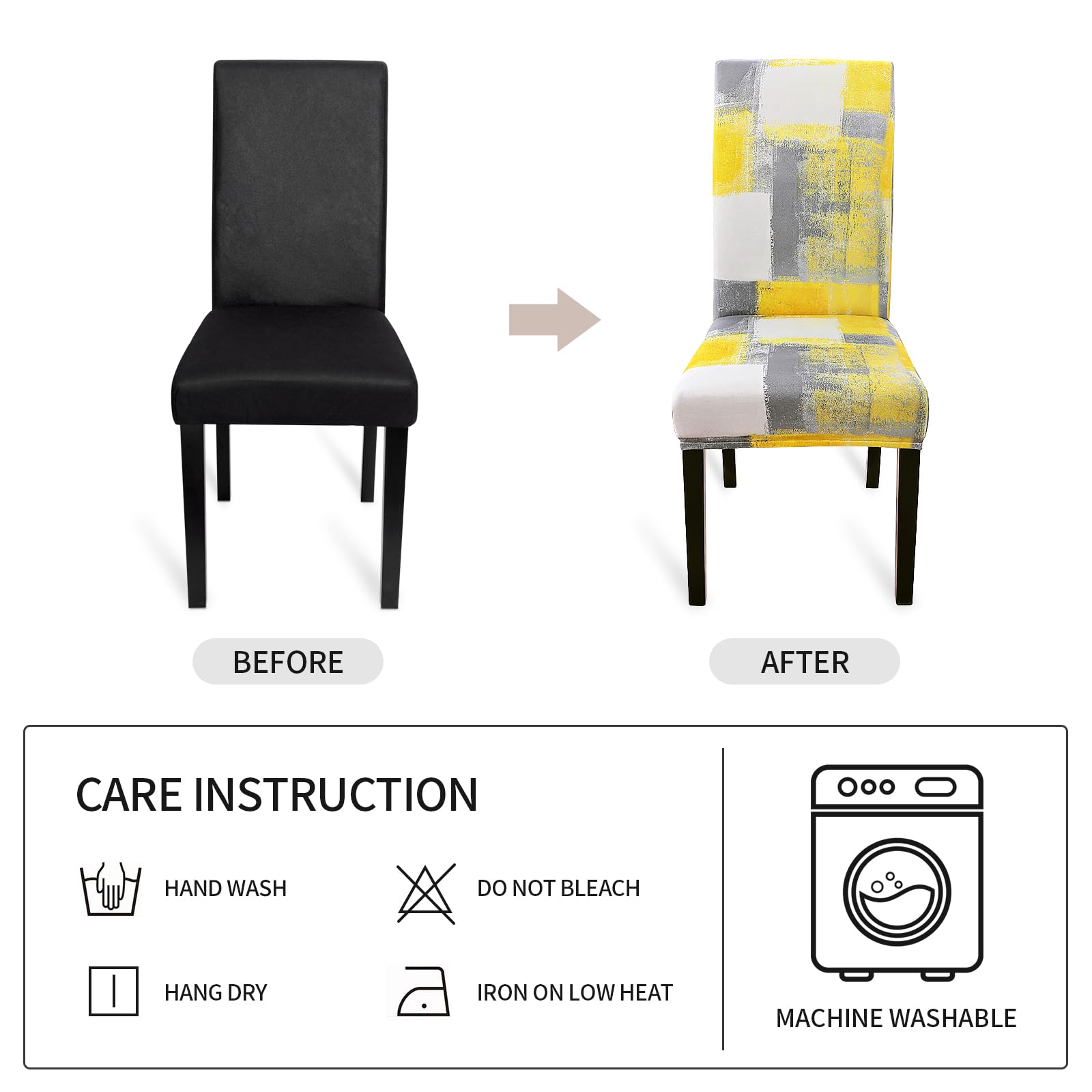 Gibelle Stretch Parsons Chair Covers Set of 12 - Universal Washable Dining Chair Slipcovers for Kitchen, Restaurant, Wedding & Events - Yellow Seat Protectors | Perfect for Home Dining Rooms, Banquet Halls & Party Decorations