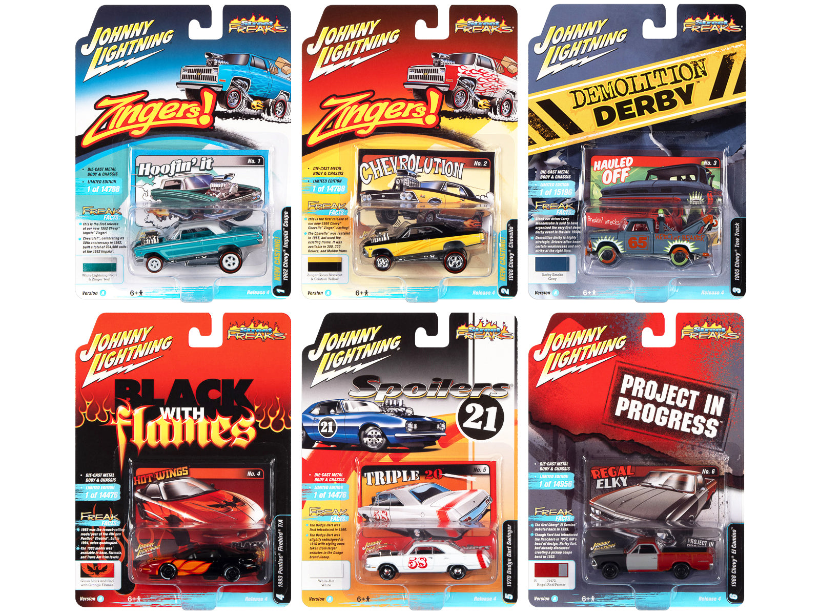 Johnny Lightning 1/64 Diecast Model Cars - Street Freaks 2021 Set A (6-Piece Collection) - Perfect for Collectors, Display Cases & Racing Enthusiasts