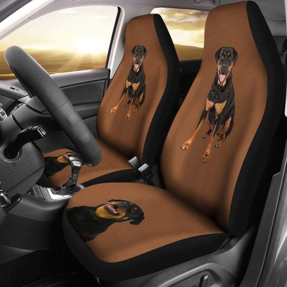 Premium Rottweiler Print Car Seat Cover - Durable Brown Background Design for Dogs - Perfect for Pet Owners, Travel & Vehicle Protection
