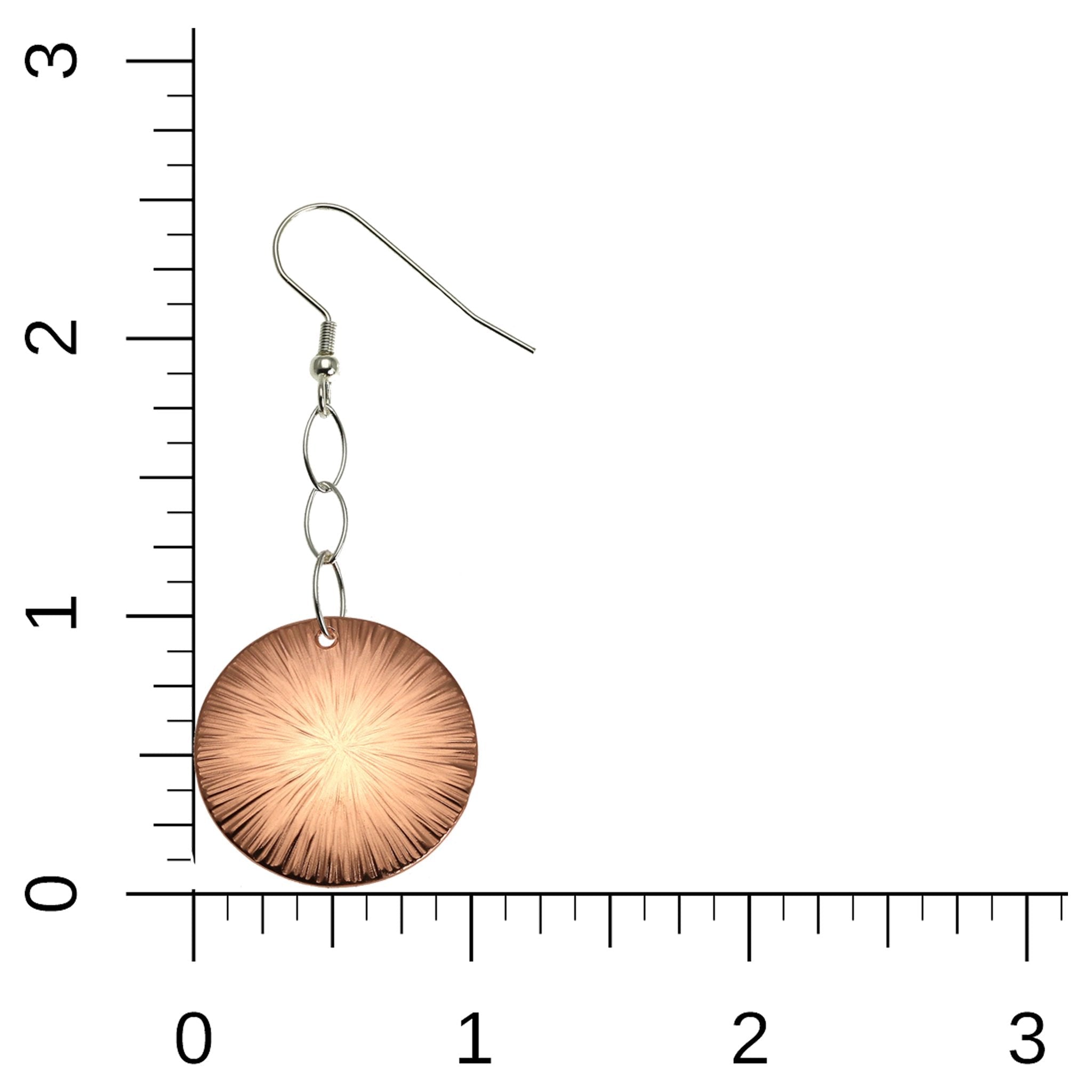 Chased Disc Copper Dangle Earrings - Handmade Boho Jewelry for Women, Vintage Style Drop Earrings for Casual Wear & Special Occasions
