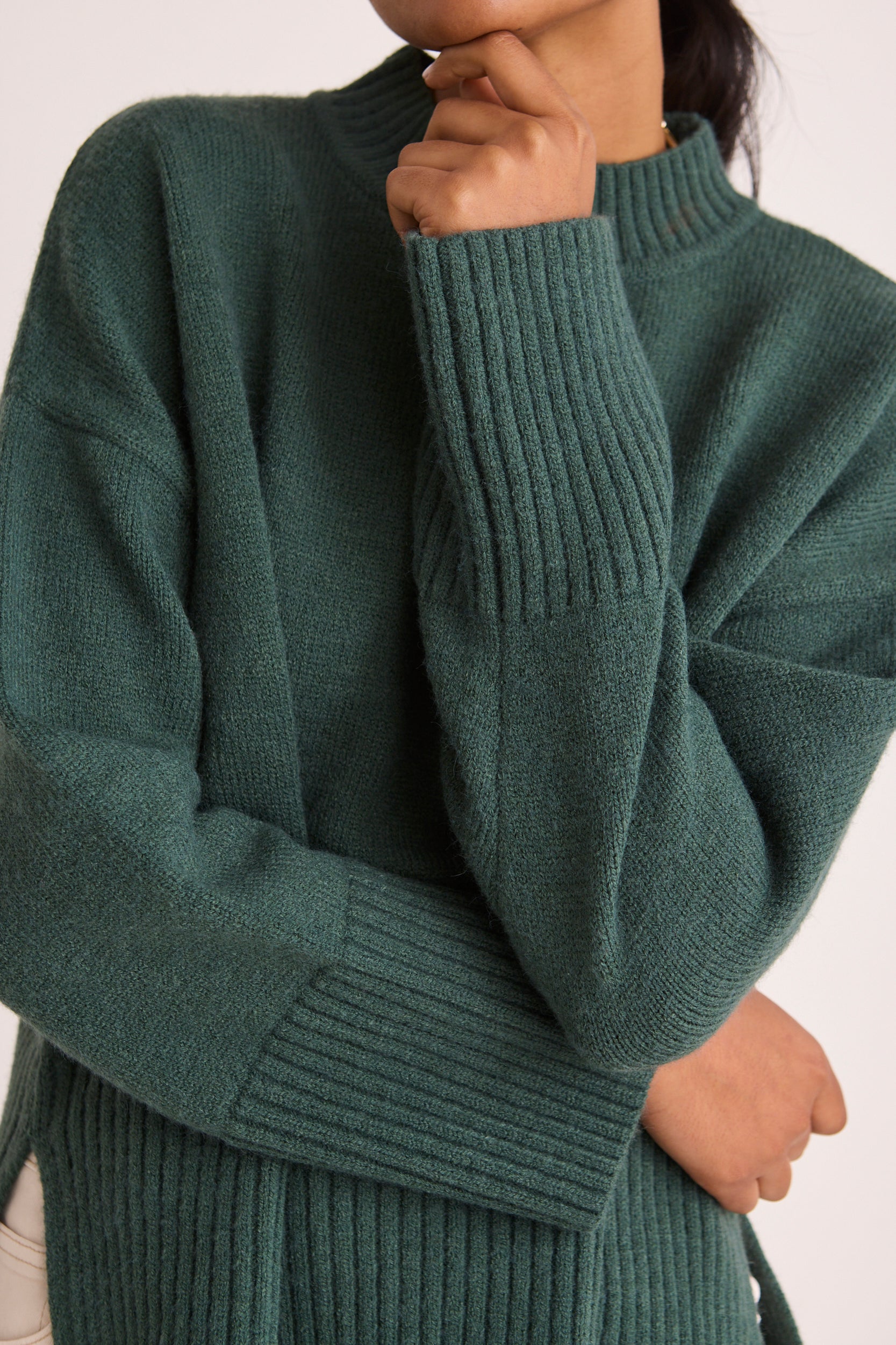 Alaska Forest Funnel Neck Knit Jumper - Women's Winter Warm Sweater for Outdoor Activities and Casual Wear