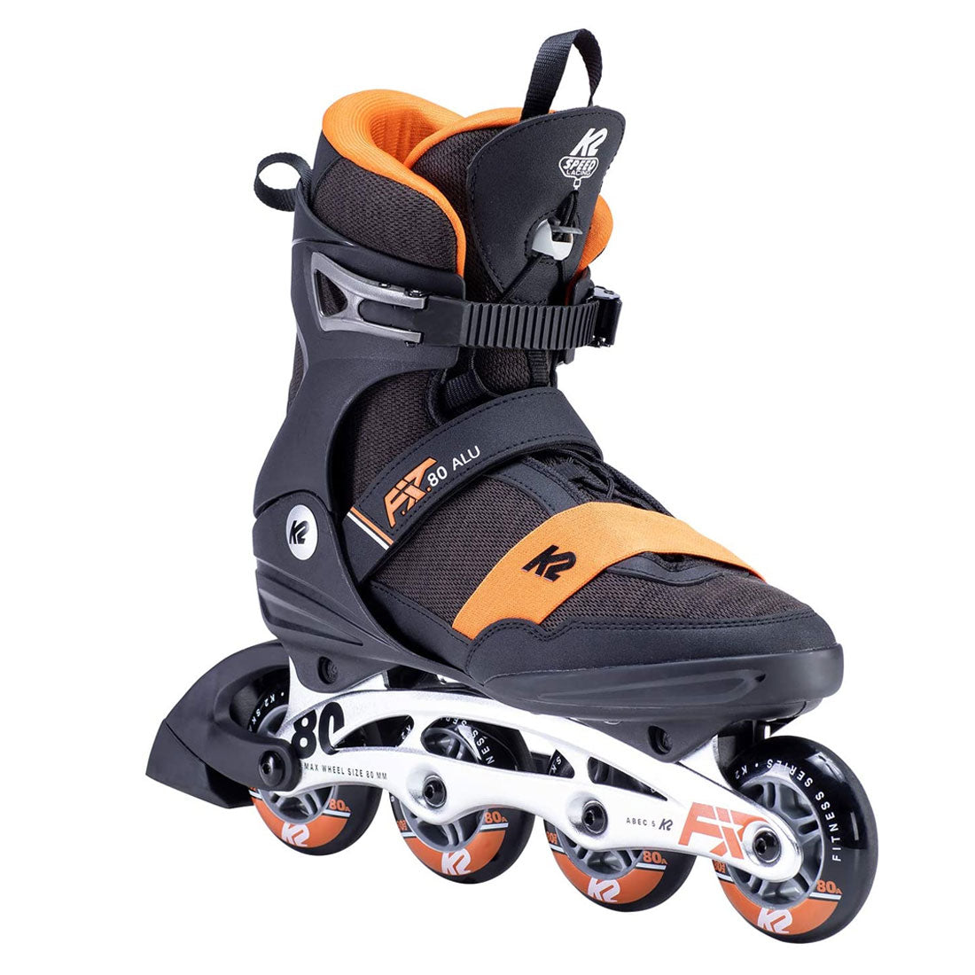 K2 FIT 80 Aluminum Men's Ski Boots - Black/Orange - Size 7 US / 39.5 EU / 25cm - Perfect for Downhill Skiing & Winter Sports