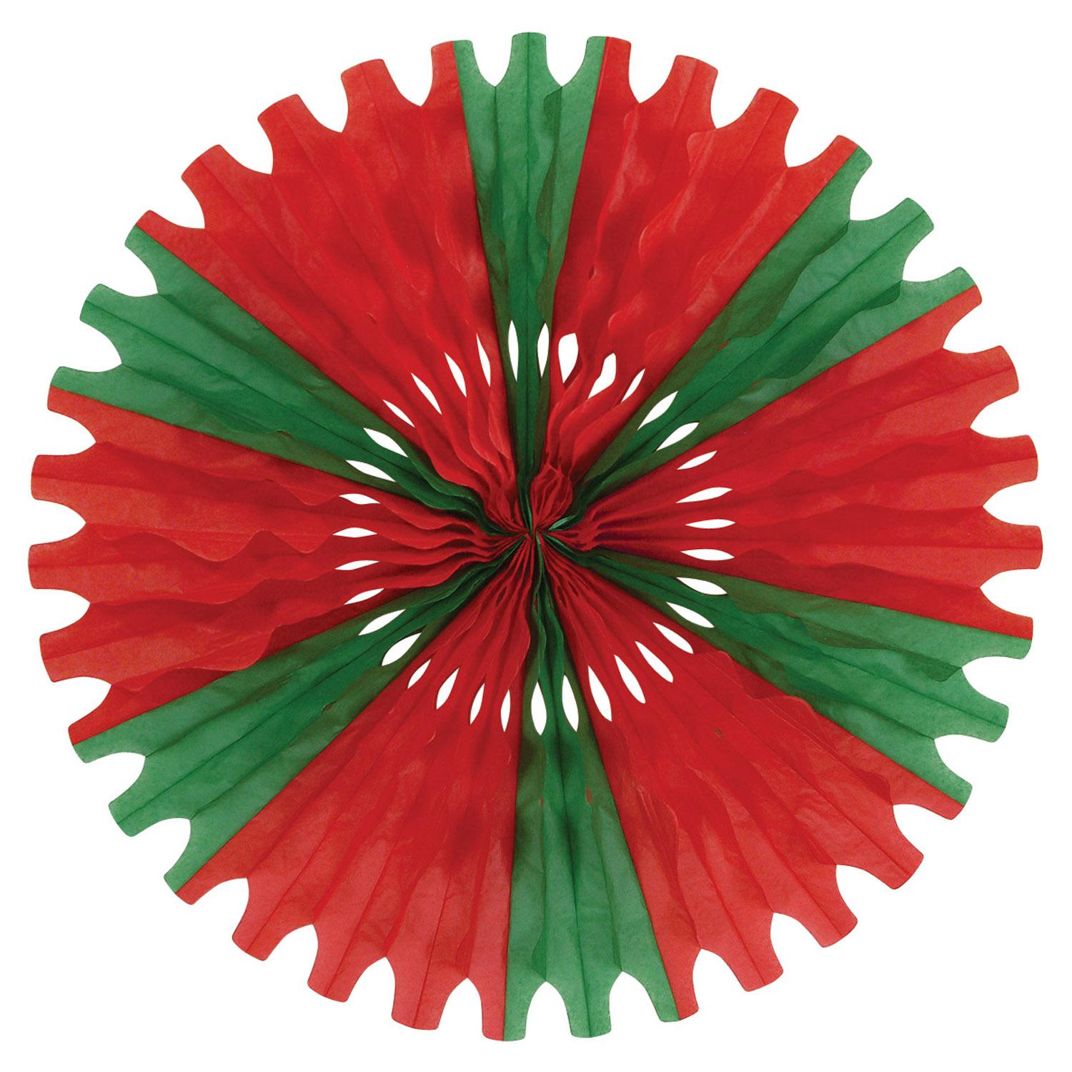 12 Pack Beistle Christmas Tissue Fans - Red and Green Holiday Party Decorations for Home, Office & Festive Celebrations