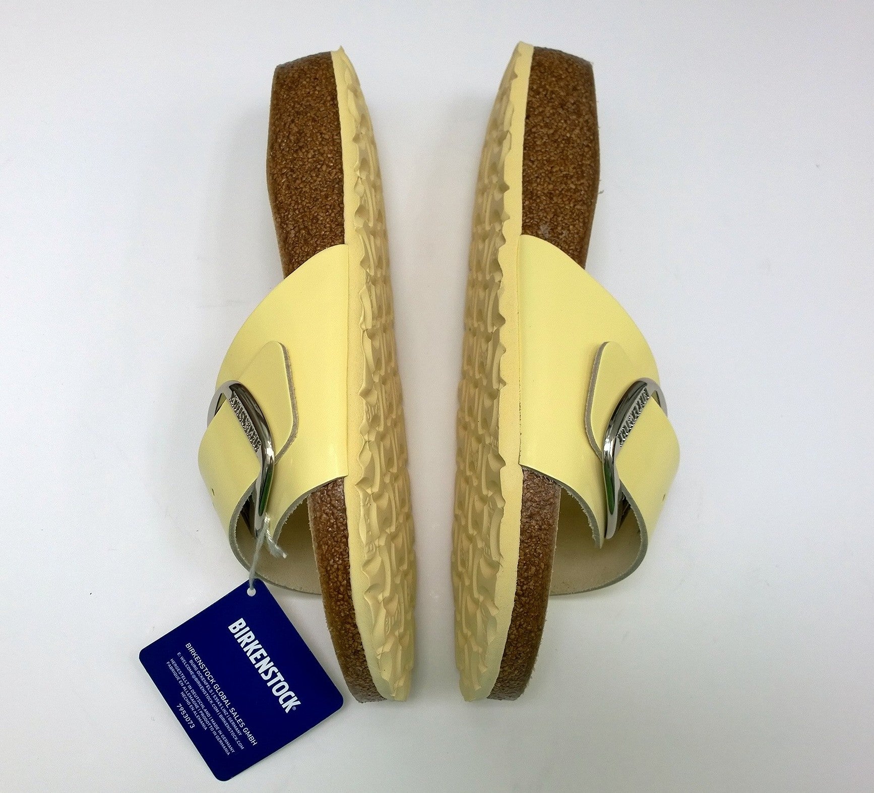 Birkenstock Madrid Big Buckle Butter Slides - High Shine Sandals for Women - Narrow Fit Comfort - Perfect for Summer, Beach, and Casual Outings