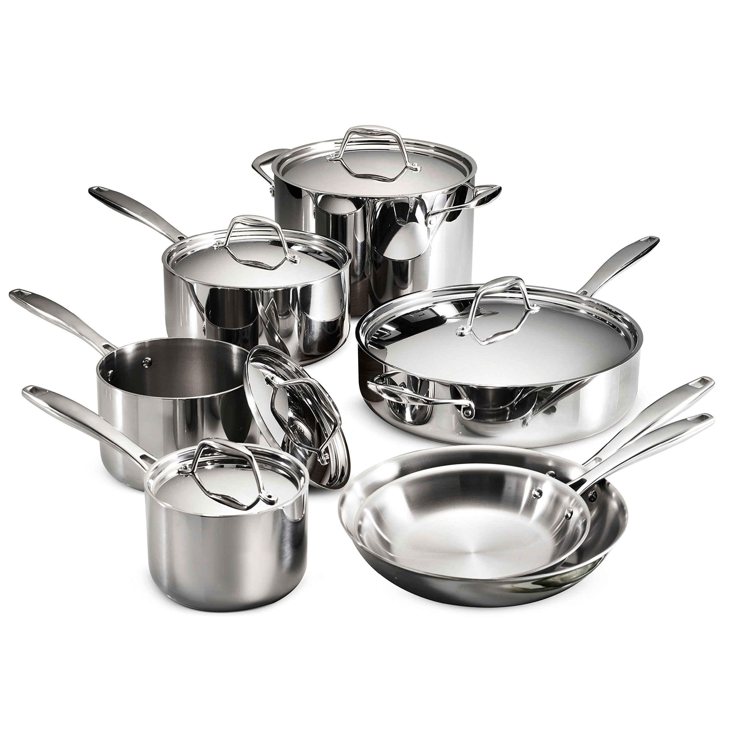 Tramontina 80116/249DS 12-Piece Stainless Steel Cookware Set - Tri-Ply Clad, Induction Ready, NSF Certified - Professional Fry Pans (12-inch) - Perfect for Home Cooking & Professional Kitchens