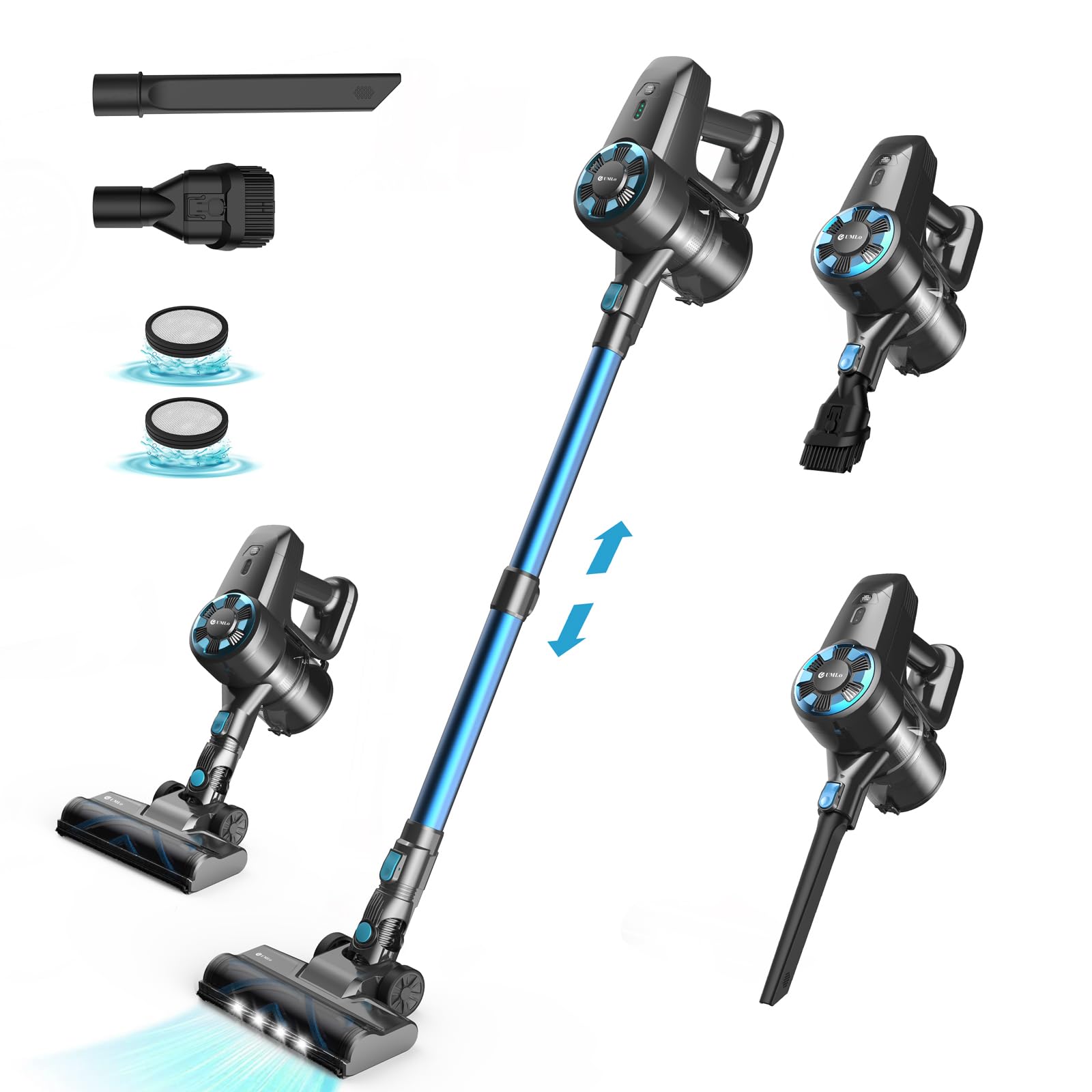 UMLo 6-in-1 Cordless Stick Vacuum Cleaner - 2200mAh Battery, 40 Min Runtime, Ultra Lightweight for Hardwood Floors, Carpets & Pet Hair | Perfect for Home, Car & Pet Owners (Model N3S)