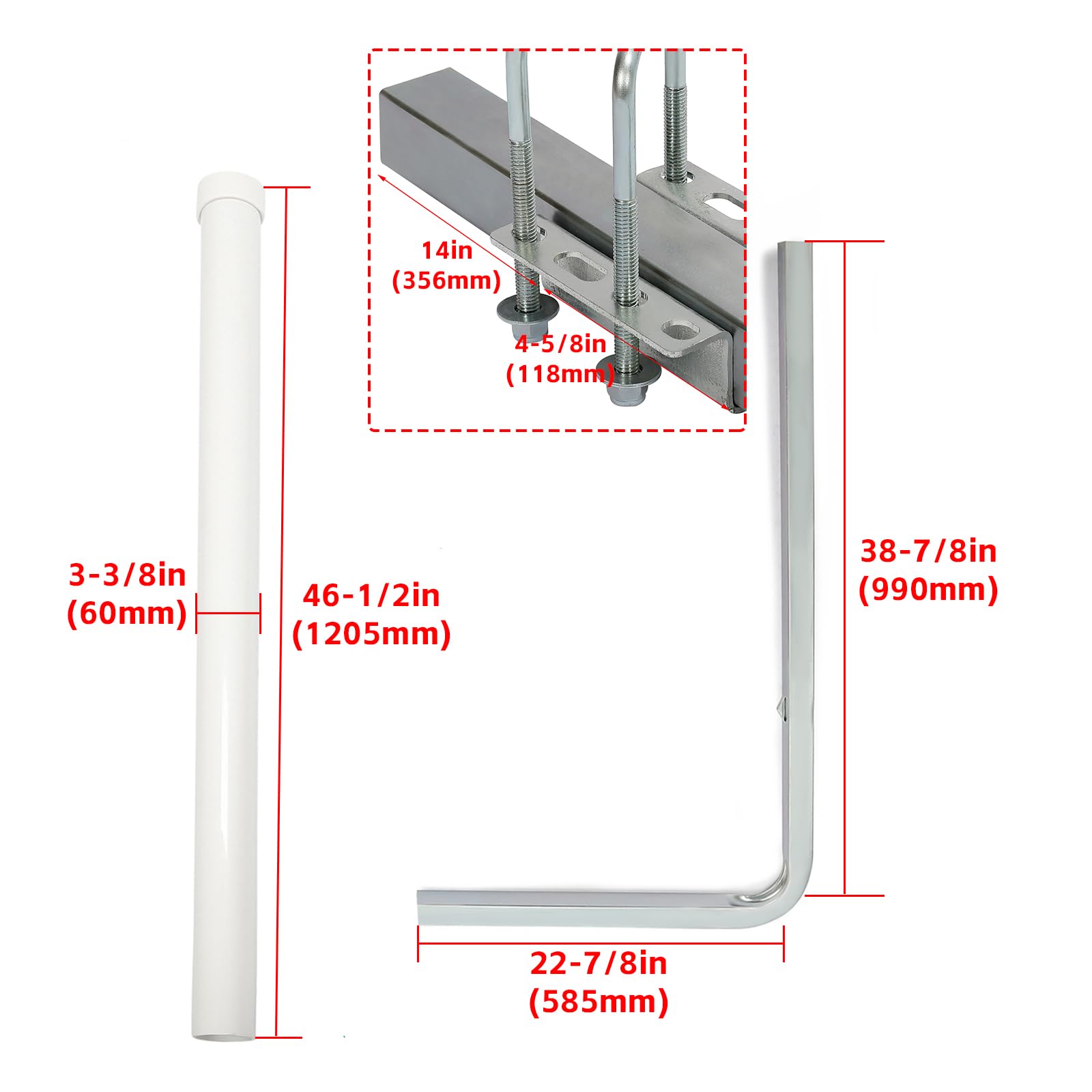 KUAFU Boat Trailer Guide Poles with PVC Pipes - Universal Fit for Ski Boats, Fishing Boats & Sailboats (3