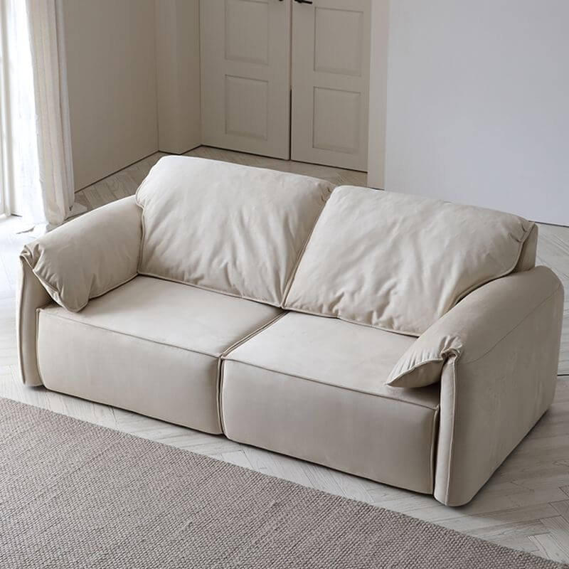 Minimalist White Convertible 3-Seater Sofa Bed - Modern Solid Color Sleeper Couch for Small Spaces, Living Room & Guest Room