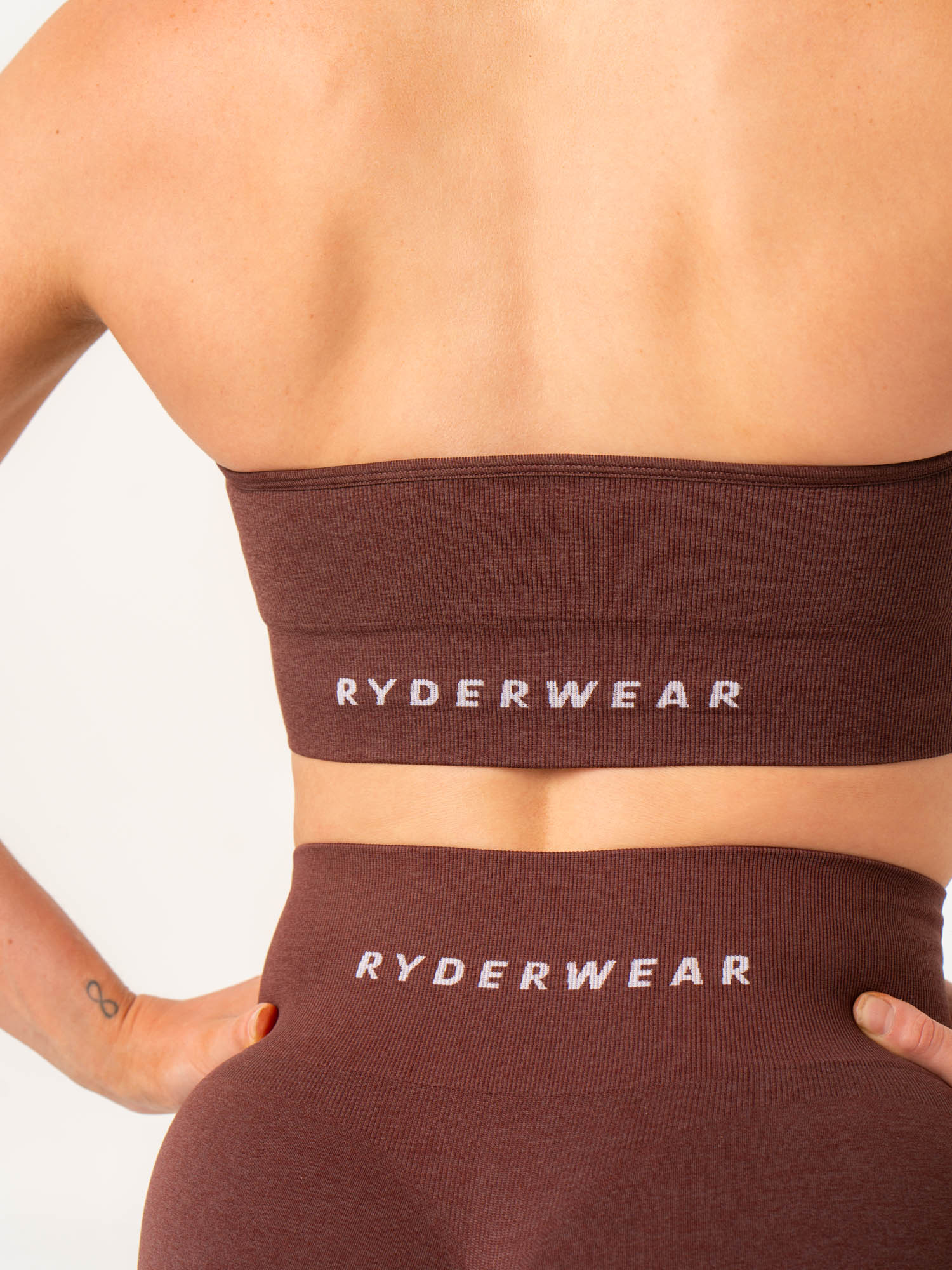 Contour Halter Bra - Supportive & Comfortable Wireless Bralette in Chocolate Marl - Perfect for Yoga, Workouts & Everyday Wear