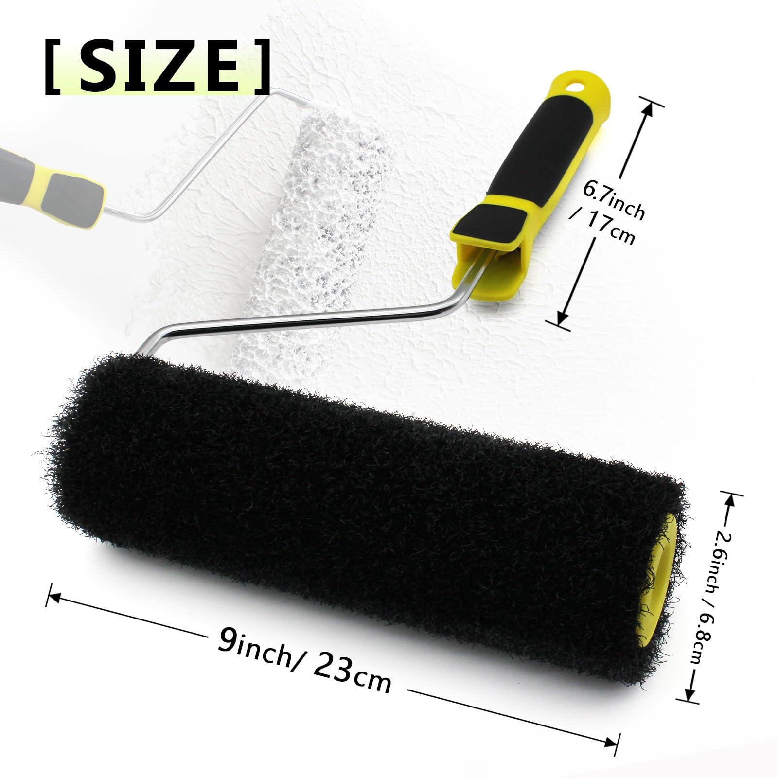 9 Inch Drywall Compound Roller - Professional Texture Roller Brush for Walls & Ceilings - Perfect for DIY Home Renovation and Professional Drywall Repair Projects