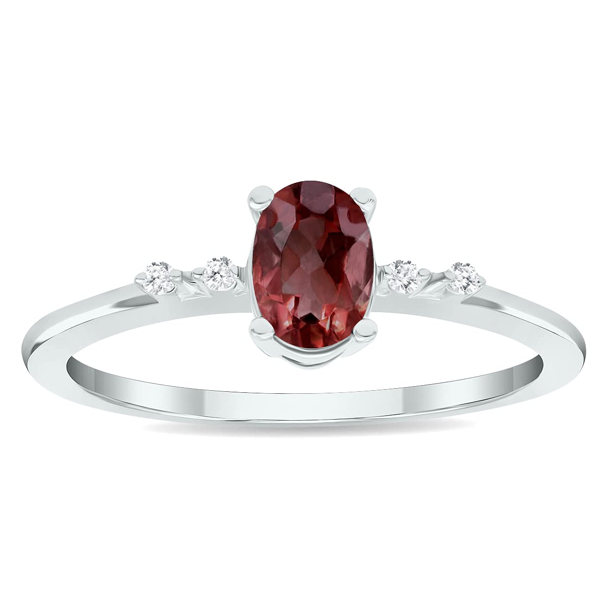 10K White Gold Women's Garnet and Diamond Sparkle Ring - Elegant Jewelry for Weddings, Anniversaries & Special Occasions