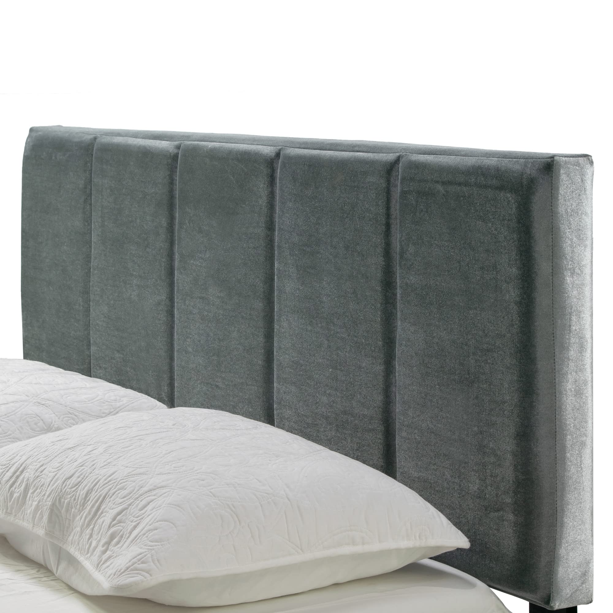 Luxury Arty Silver Grey Velvet Queen Bed with Elegant Line Stitch Tufting - Perfect for Modern Bedroom Decor & Master Suite Upgrade