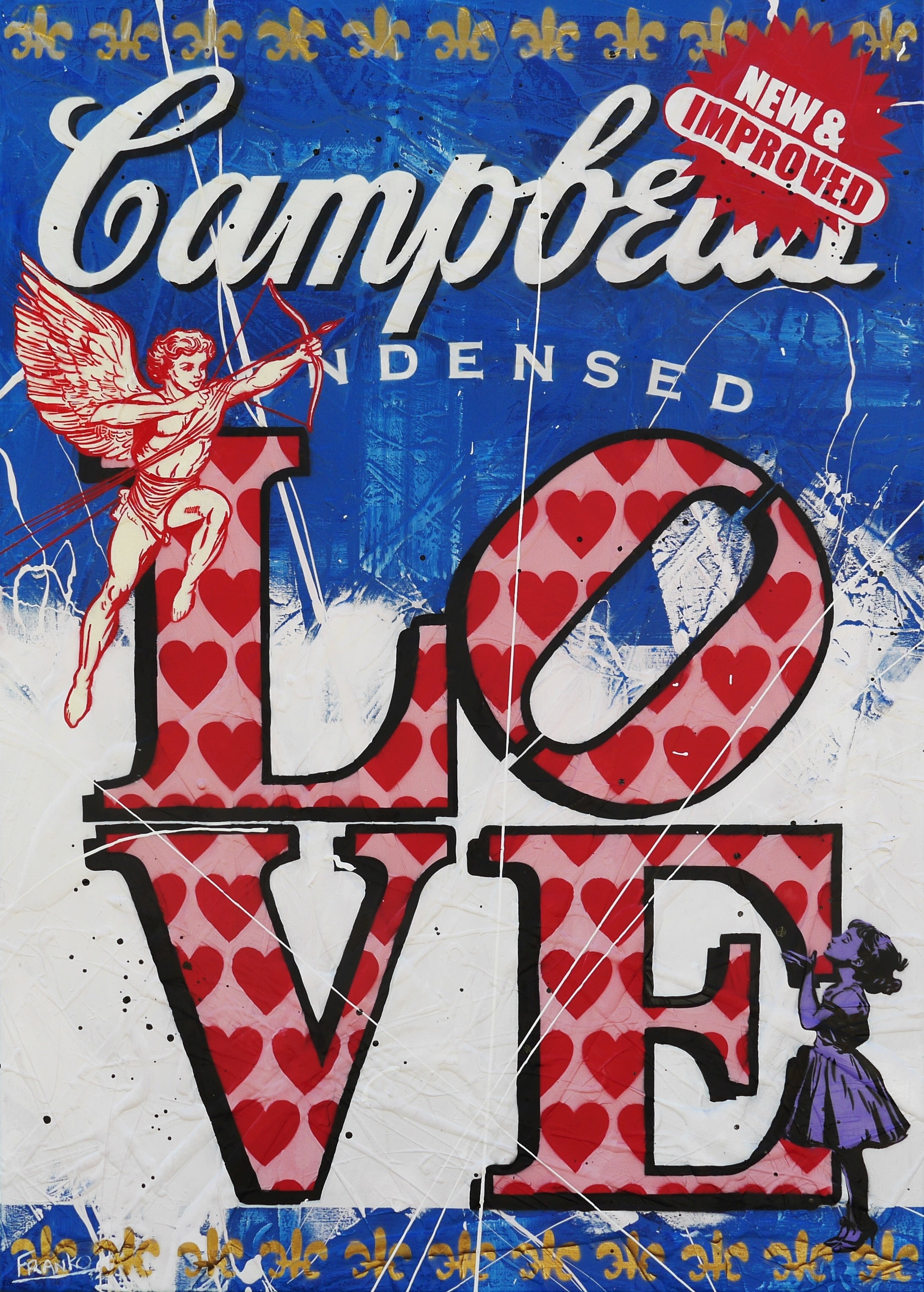 140cm x 100cm Campbell's Soup Textured Urban Pop Art Painting - Modern Home Decor for Living Room, Bedroom & Office - Inspired by Andy Warhol Style