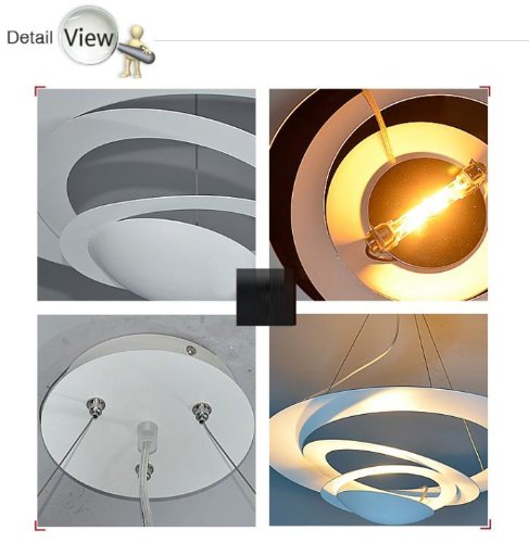 Modern White Iron UFO Ceiling Pendant Light - Contemporary Dining Room, Living Room, Bedroom & Study Chandelier - Perfect for Home Decor, Restaurant Lighting & Kids Room Ambiance (Medium Size)