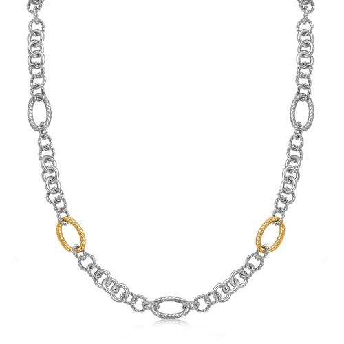 18K Yellow Gold & Sterling Silver Rhodium Plated Multi-Design Chain Necklace - 38 Inch Length for Women, Elegant Layering or Statement Jewelry Gift
