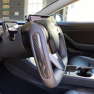 Premium Nappa Black Yoke Steering Wheel for Tesla Model 3 & Model Y - Upgrade Your Driving Experience for Racing & Daily Commutes