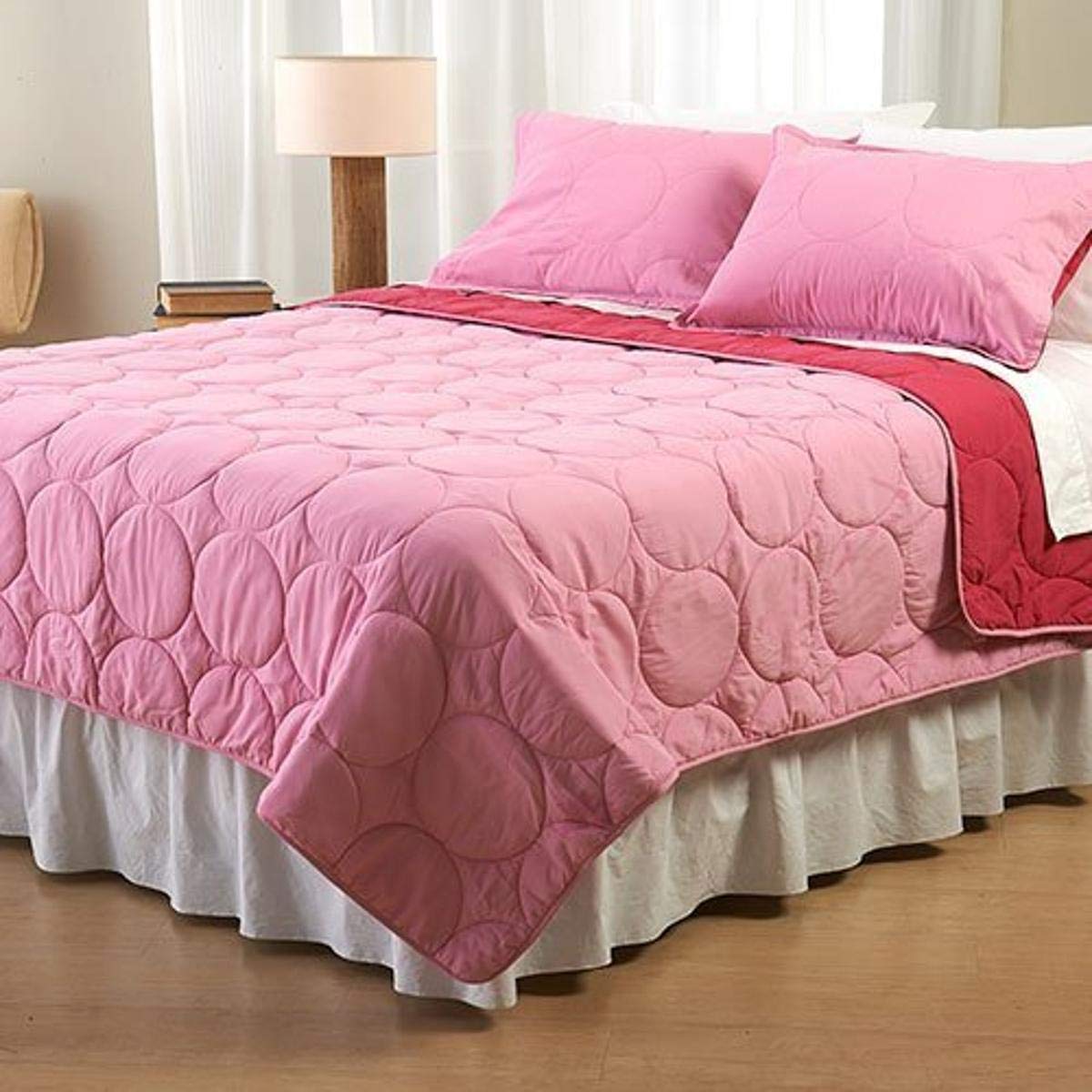 Pink Solid Texture Reverse Comforter Set - Twin Size Bedding for Girls, Teens & Adults | Soft & Cozy Reversible Comforter for All Seasons - Perfect for Bedroom, Dorm, Guest Room & Sleepovers