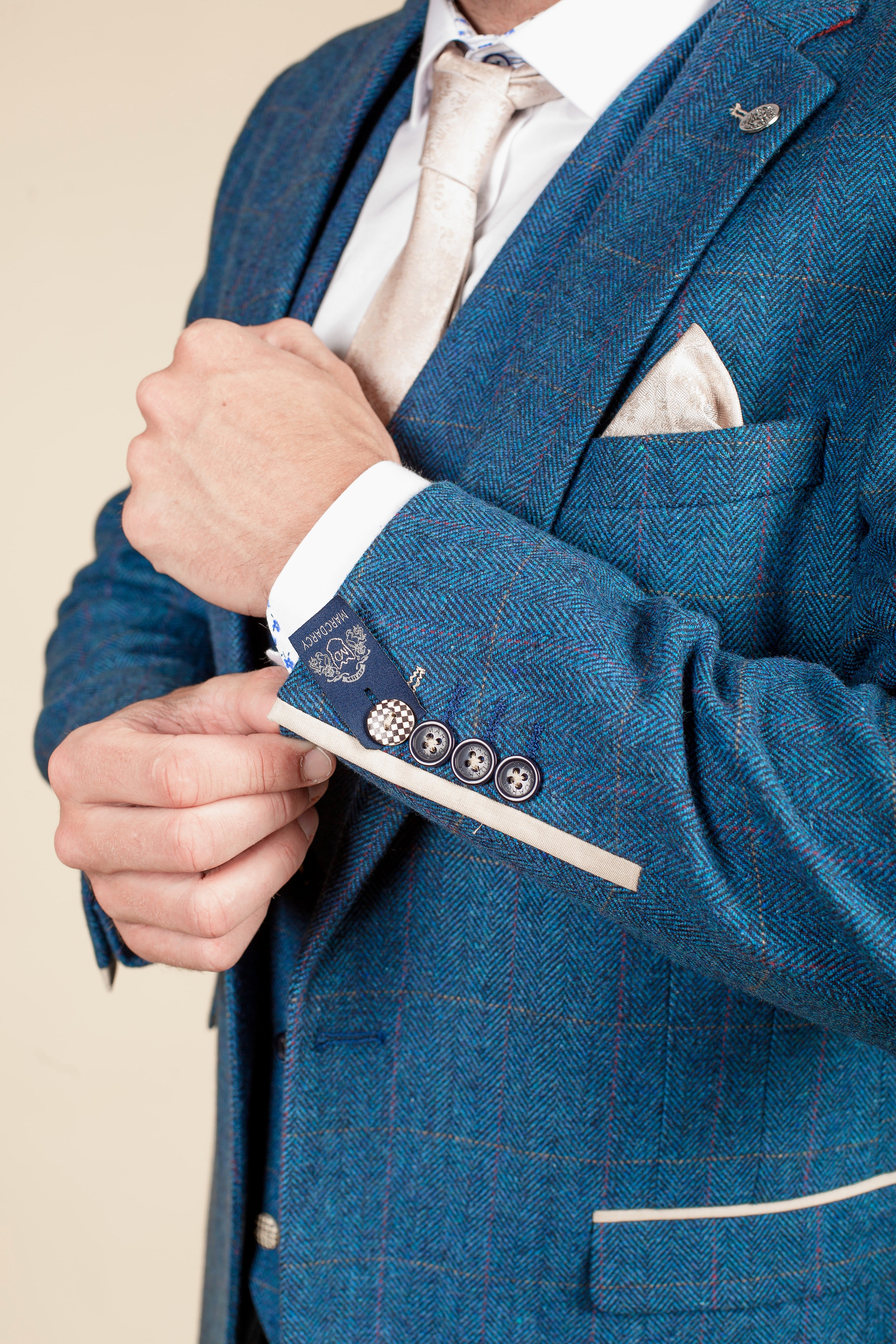 DION Blue Tweed Check Suit for Men - Premium Wool Blazer & Pants Set - Formal Business Attire - As Worn By Crysencio Summerville - Perfect for Office, Weddings & Special Events