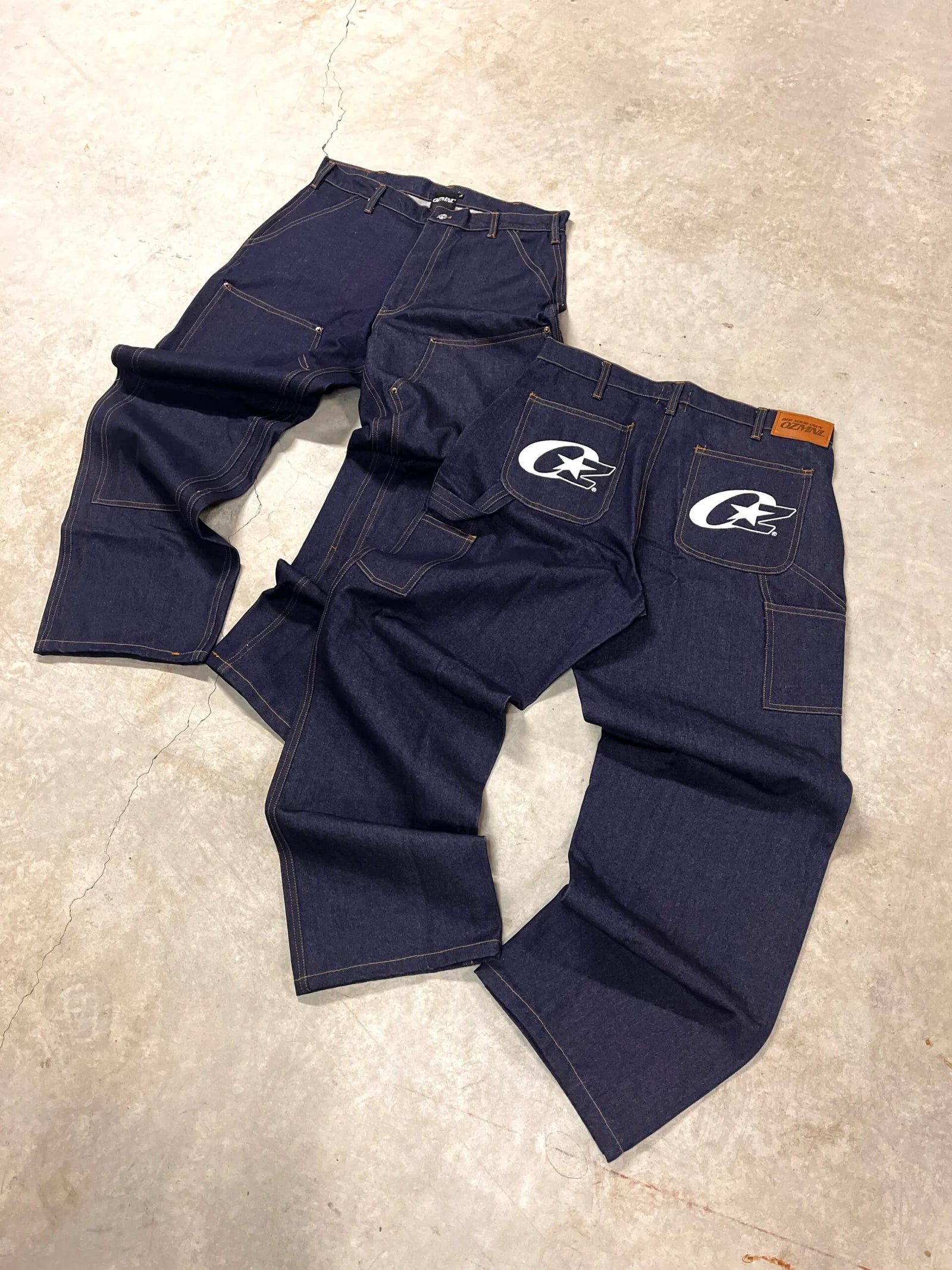 OZMNL Heavyweight Raw Indigo Carpenter Jeans for Men - Durable Work Pants for Construction, DIY Projects & Outdoor Activities