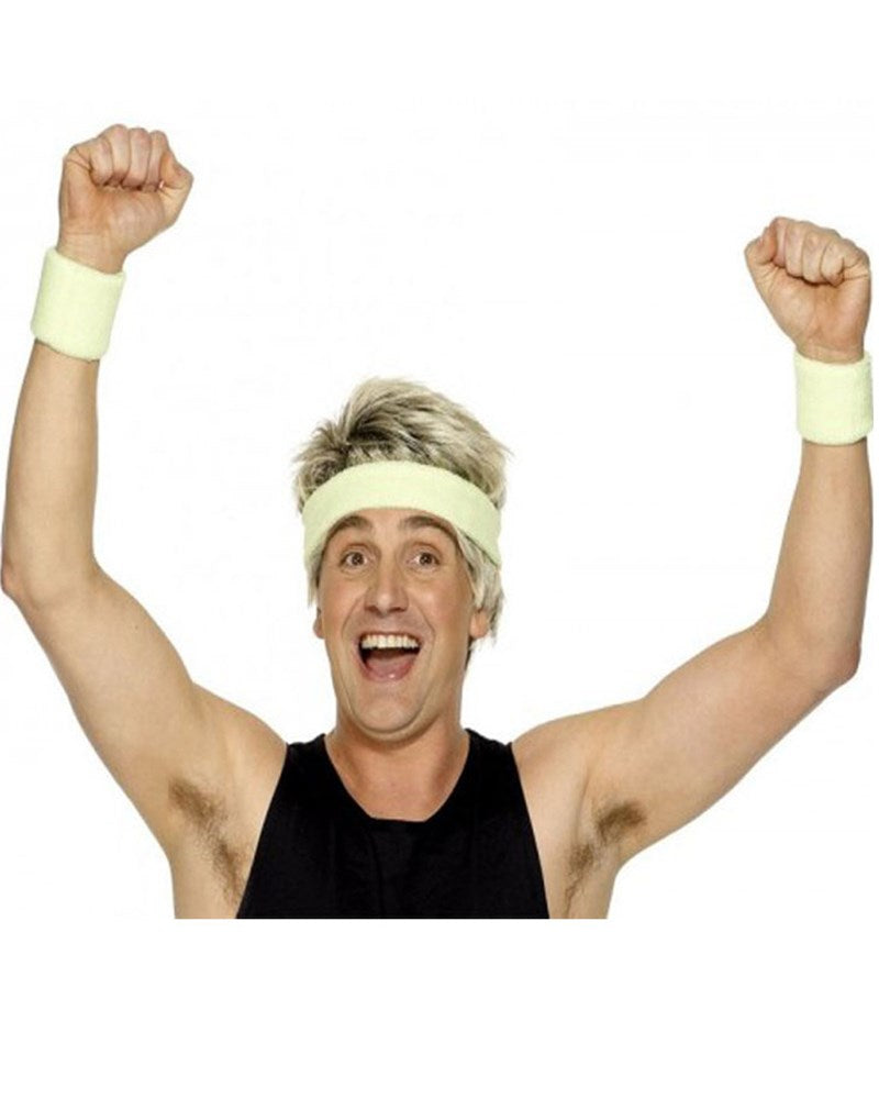 80s Retro Green Sweatband Pack - 5-Piece Vintage Style Headbands for Workout, Running, Tennis & 80s Costume Parties