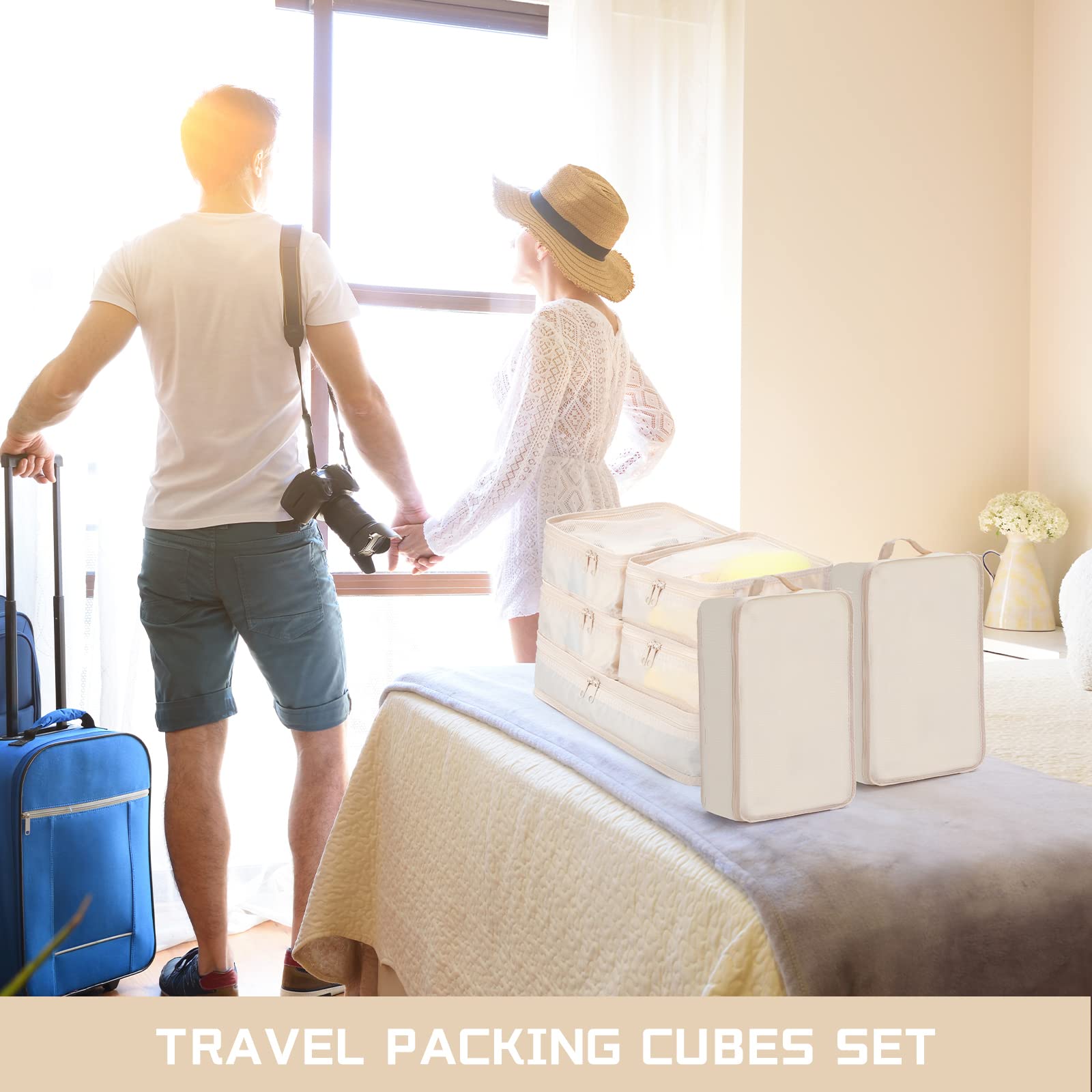 2-Pack 6-Piece Travel Packing Cubes Set - Lightweight Luggage Organizer with Shoe Bag - Perfect for Clothes, Cosmetics & Toiletries - Ideal for Business Trips, Vacations & Weekend Getaways
