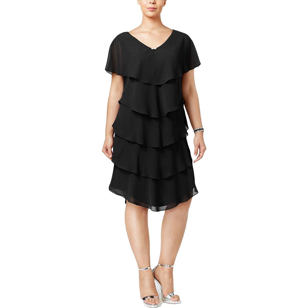 S.L. Fashions Women's Plus Size Tiered Maxi Dress - Flowy Summer Midi Dress for Casual Outings, Beach Vacations & Special Occasions