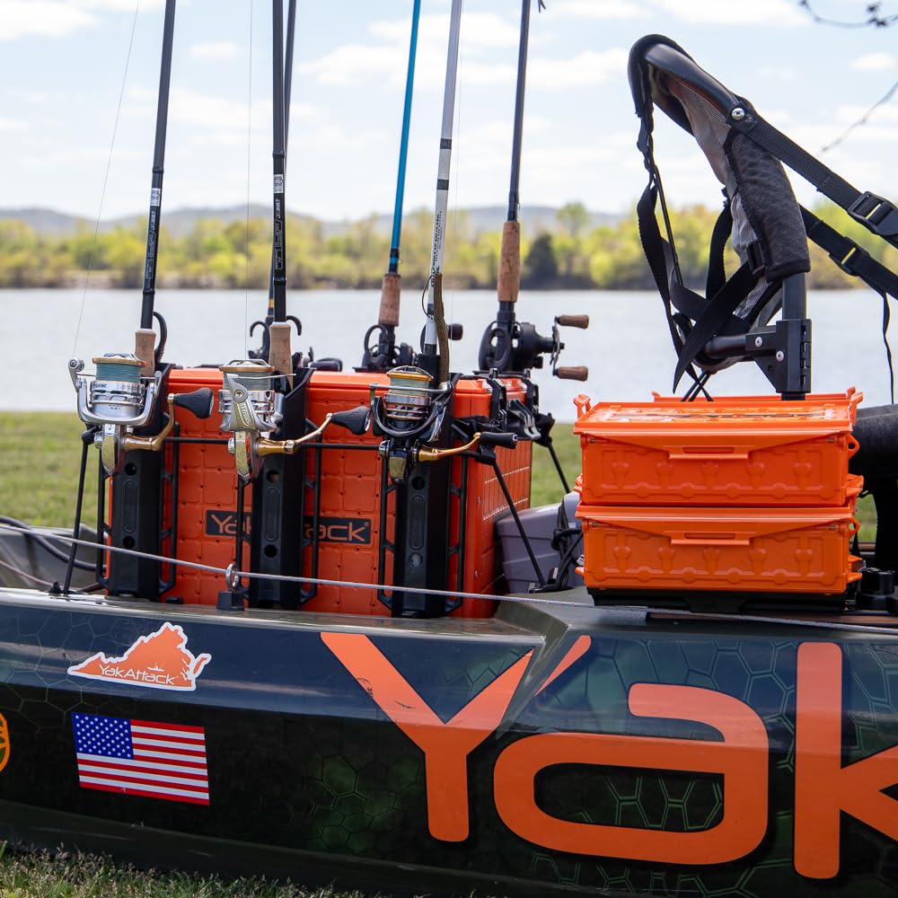 YakAttack BlackPak Pro Kayak Fishing Crate with 6 Rod Holders - 16