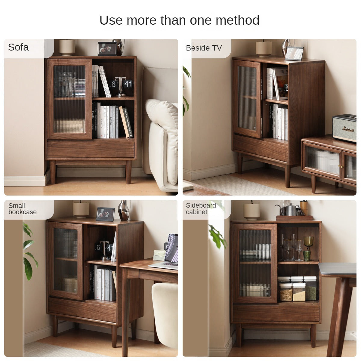 Premium Black Walnut Solid Wood Side Cabinet - North American FAS Grade Hardwood - Perfect for Living Room, Bedroom & Office Storage
