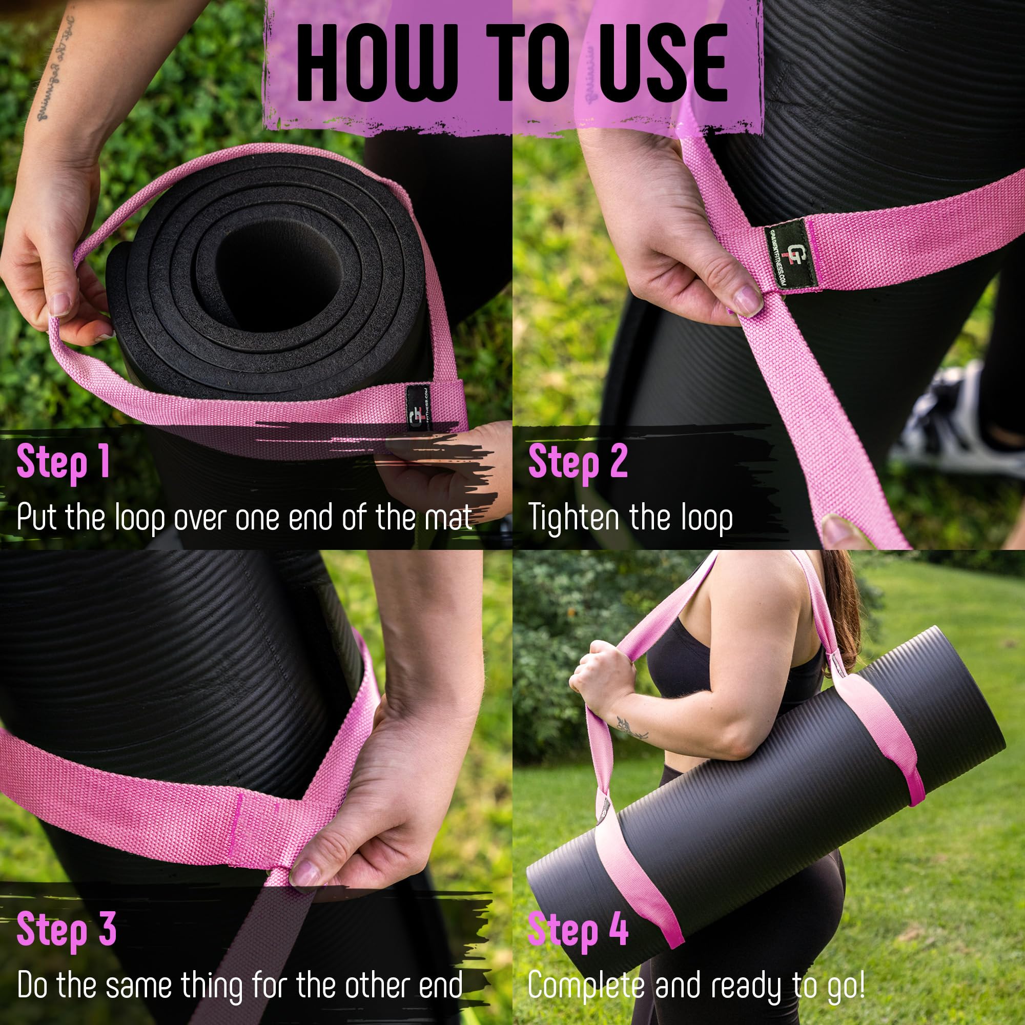 Gradient Fitness Premium Yoga Mat Strap - Non-Slip Yoga Mat Carrier & Holder for Travel, Gym, Studio - Durable Yoga Accessories for Easy Transport (Mat Not Included) - Perfect for Yoga Classes, Pilates, and Outdoor Workouts