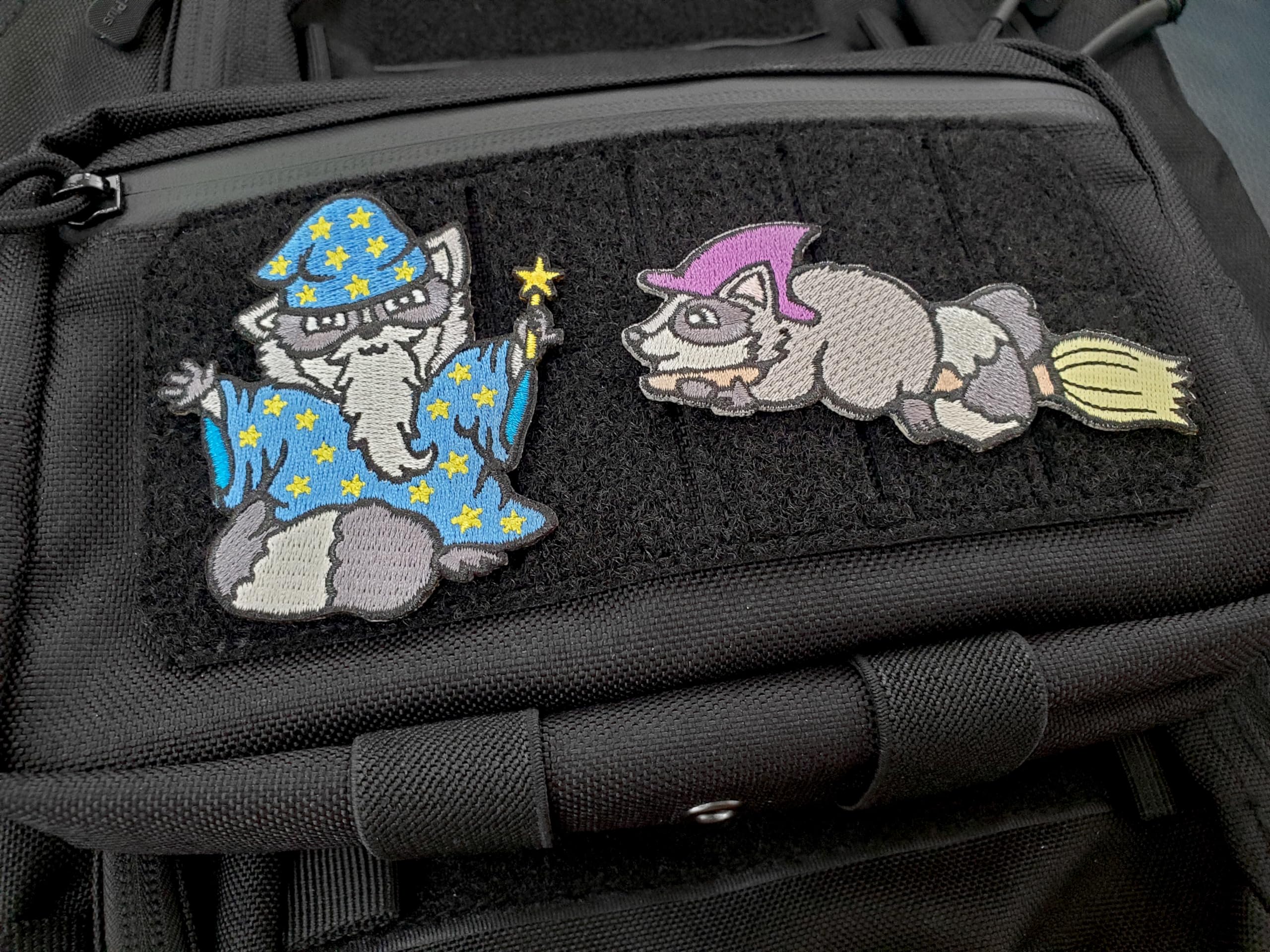 Kolorspun Wizard Raccoon Hook and Loop Tactical Morale Patch - Military Style Badge for Backpacks, Hats & Tactical Gear