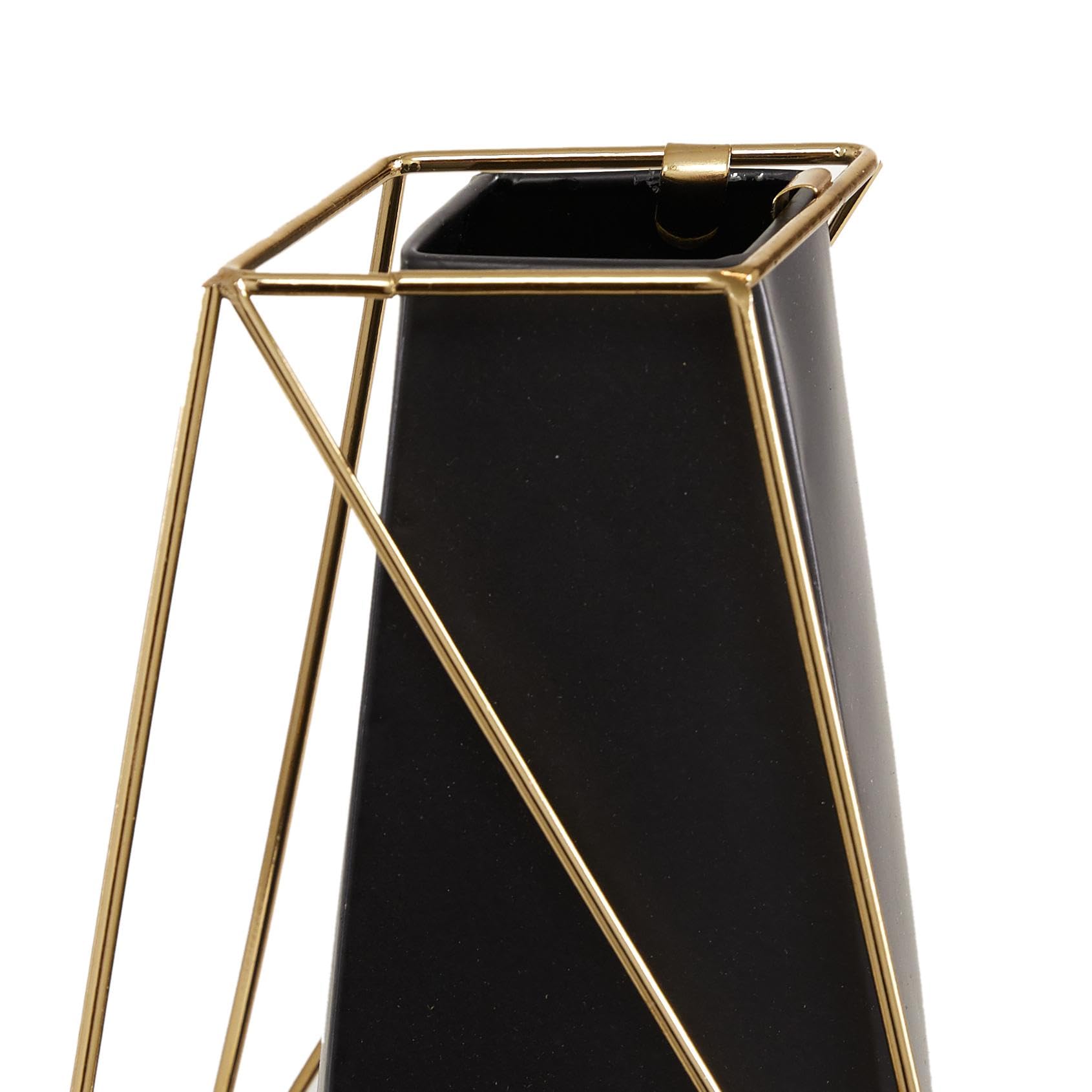 Deco 79 Modern Metal Vase Set of 2 - Black & Gold Wire Accent Flower Vases for Home Decor (11