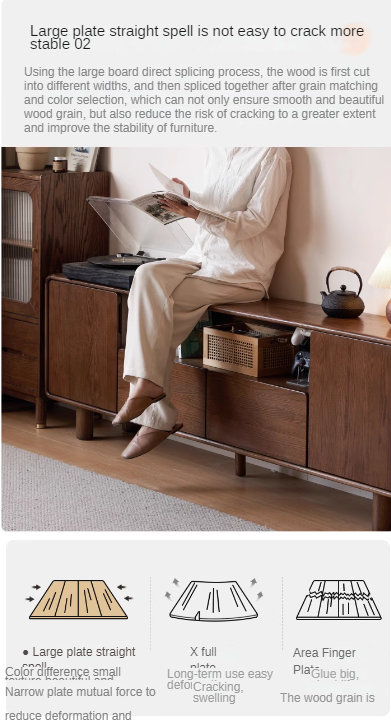 Solid Oak Wood TV Stand with Storage - Modern Entertainment Center for Living Room, Bedroom & Home Theater