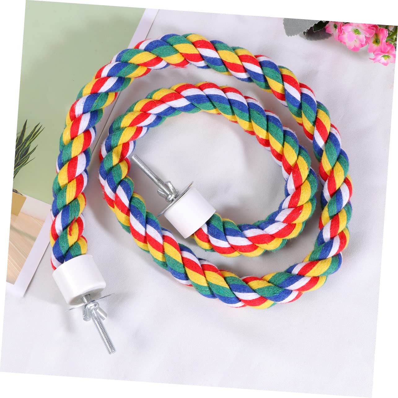 iplusmile 31.4inch Spiral Bird Rope Perch - Natural Cotton Parrot Swing Toy for Cockatiels, Budgies & Small Birds | Cage Accessories for Climbing, Playing & Exercising (80CM/31.4inch) - Perfect for Bird Cage Enrichment & Mental Stimulation