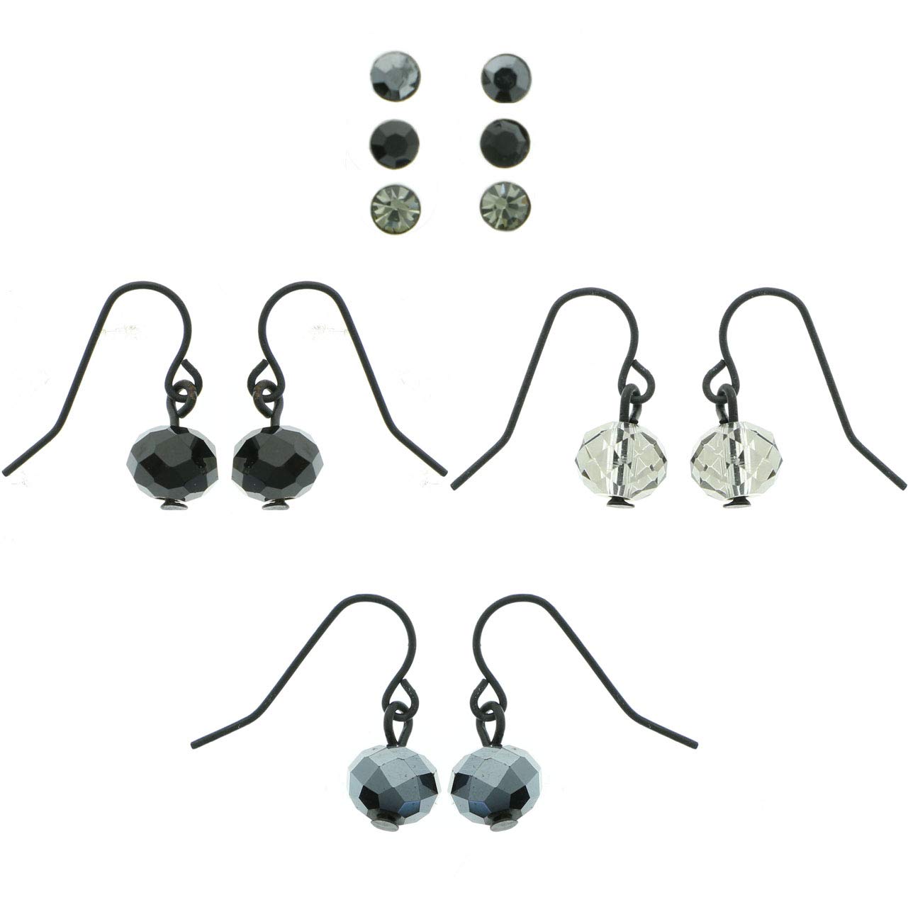 Mi Amore Multiple Earring Set Black - Elegant Stackable Earrings for Women, Perfect for Parties, Weddings & Everyday Wear