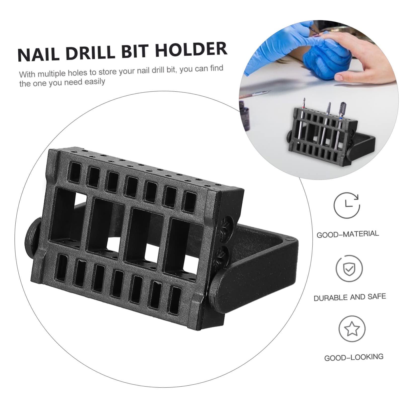 Mikinona 16-Hole Nail Drill Bit Holder Set - Professional Nail Art Tool Organizer & Grinding Head Display Stand for Manicure Accessories Storage - Perfect for Salon, Home DIY Nail Care & Professional Nail Technicians