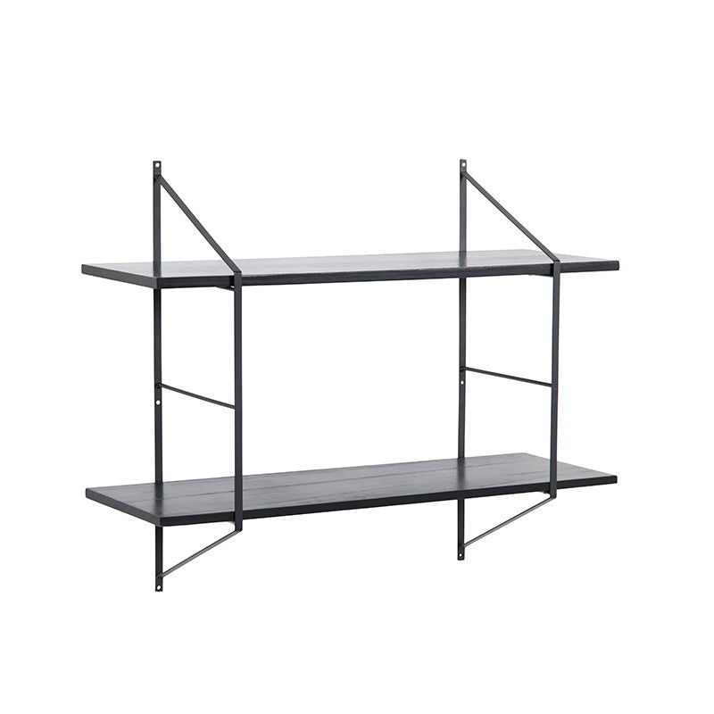 RYDEN 30-Inch Display Unit - Black & Paulownia Wooden Shelf for Home & Office Organization | Perfect for Living Room, Bedroom, or Retail Store Decor