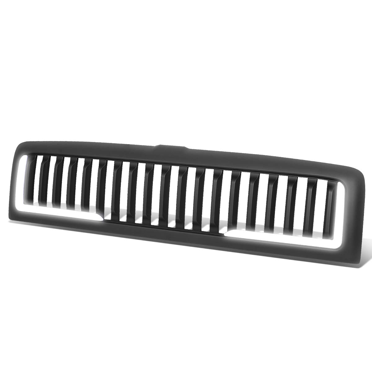 Vertical Style Matte Black Front Bumper Hood Grille with LED DRL Lights for Dodge Ram 1500/2500/3500 (1994-2002) - Off-Road & Custom Truck Upgrade