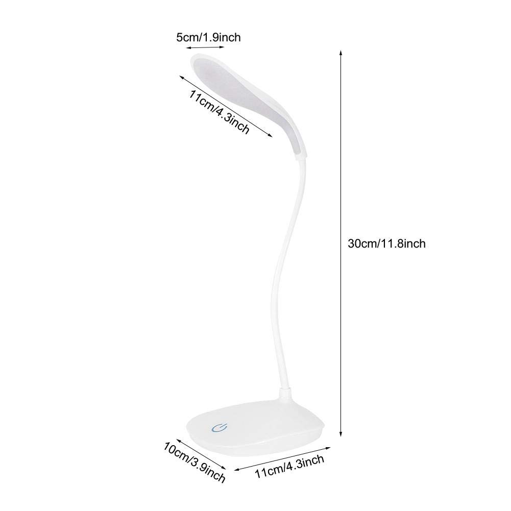 3-Level Dimmable LED Desk Lamp with Flexible Neck & USB Charging Port - Touch Control Reading Light for Office, Study, Bedroom Night Stand