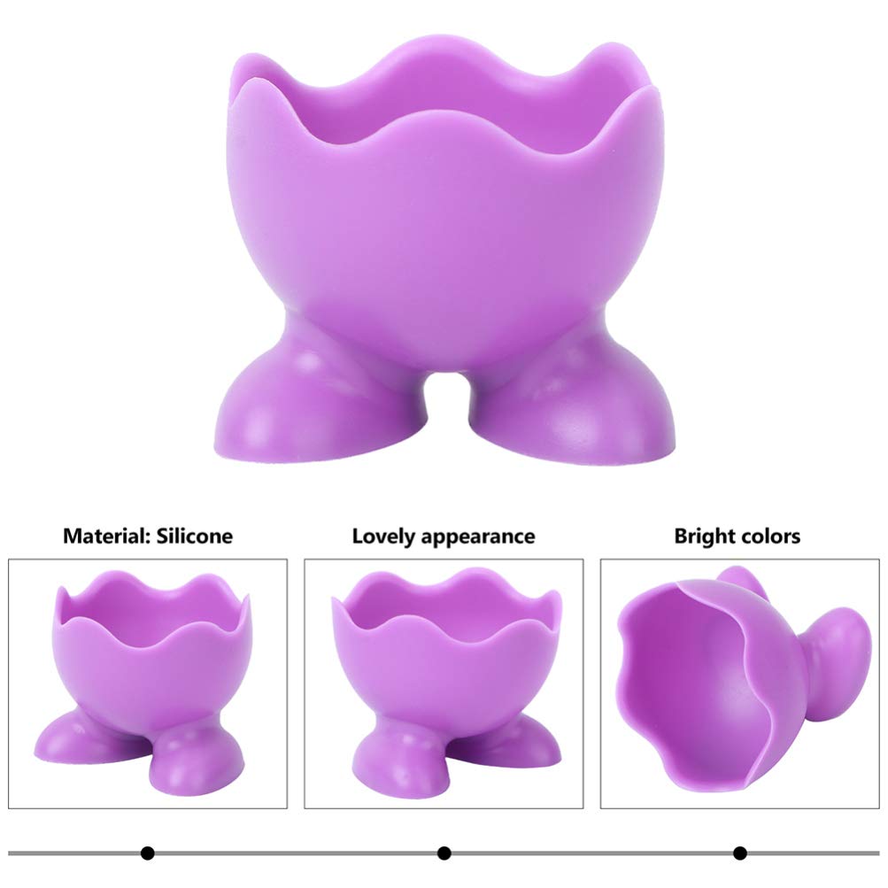 VOSAREA 8pcs Silicone Egg Holder Cups - Reusable Boiled Egg Stand with Egg Cooker & Eggcup - Perfect for Breakfast, Kitchen, Picnics & Camping
